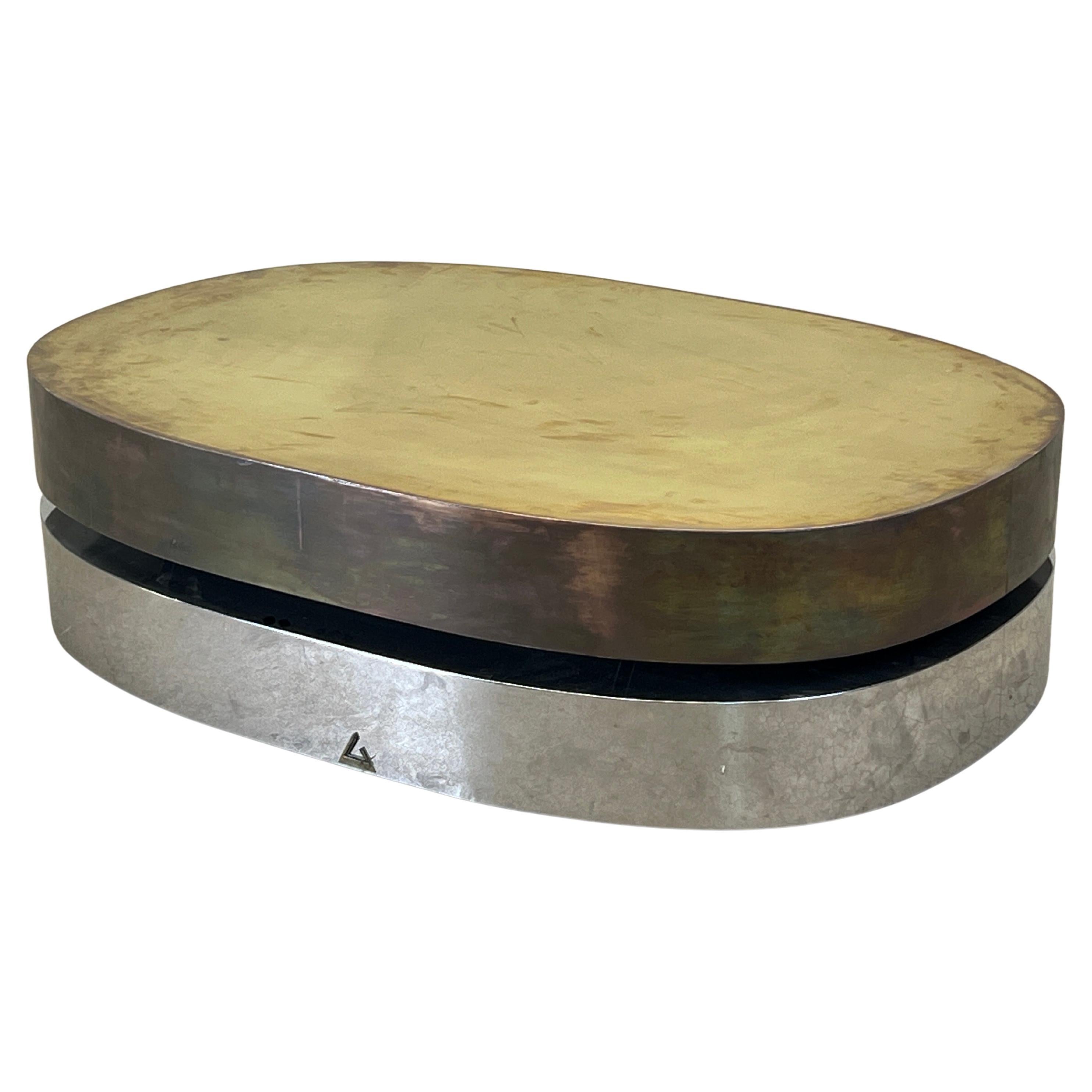 Gabriella Crespi Tavola Scultura Coffee Table in Brass and Chrome