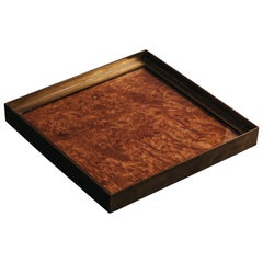 Gabriella Crespi Tray Vide Poche in Brass and Briar Wood Burl, Signed