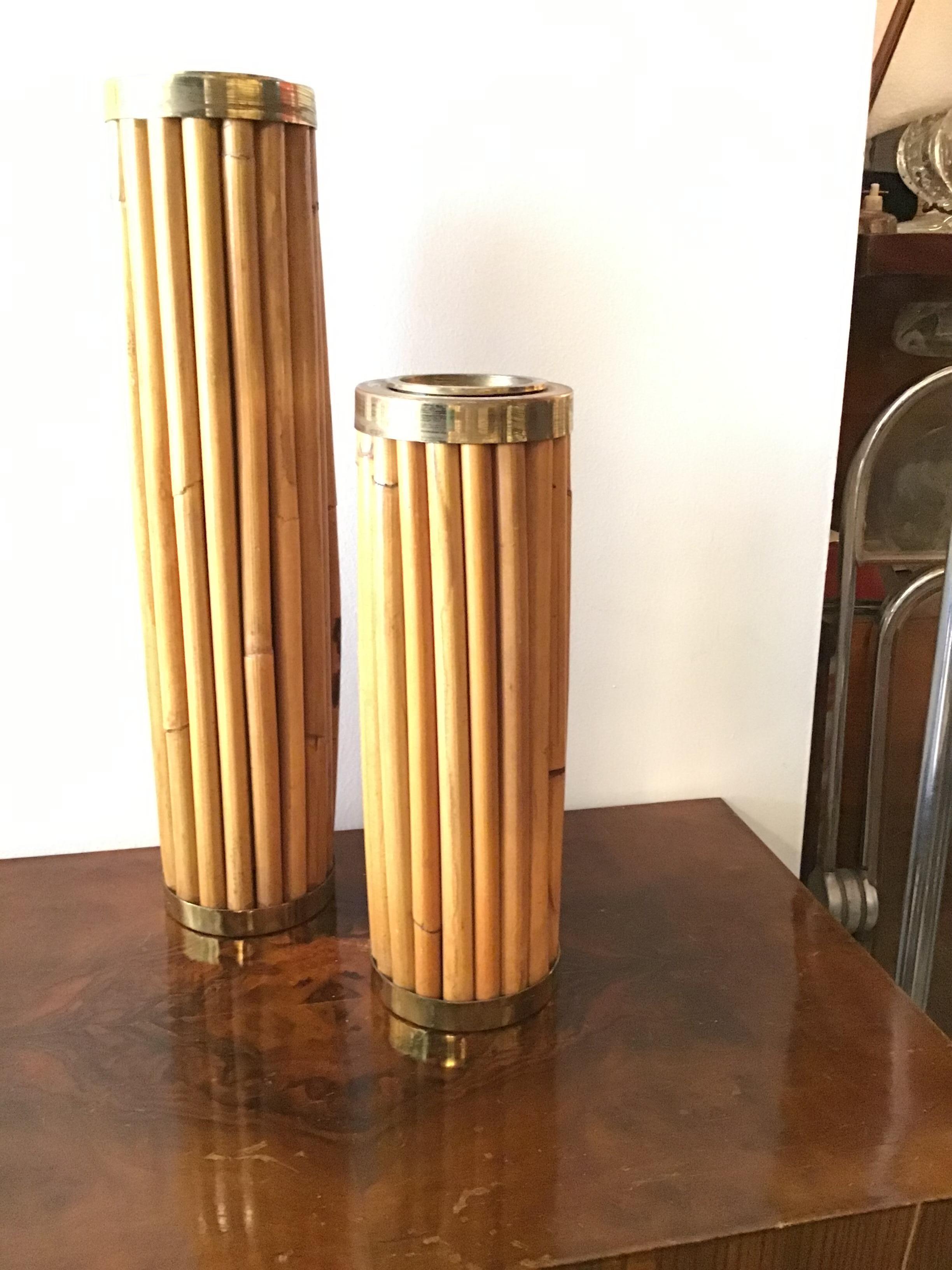 Gabriella Crespi Vase 1955 Brass Bamboo Signed Crespi Gabriella Italy 6