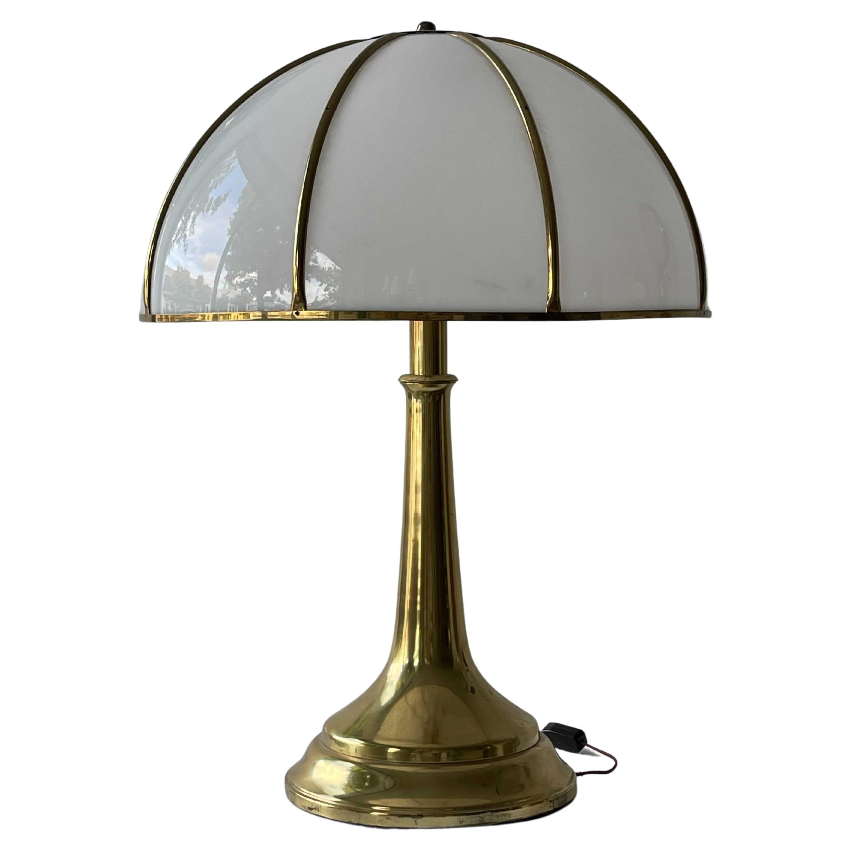 Gabriella Crespi, Very Large "Fungo" Table Lamp, Brass, Acrylic, Italy, 1970s