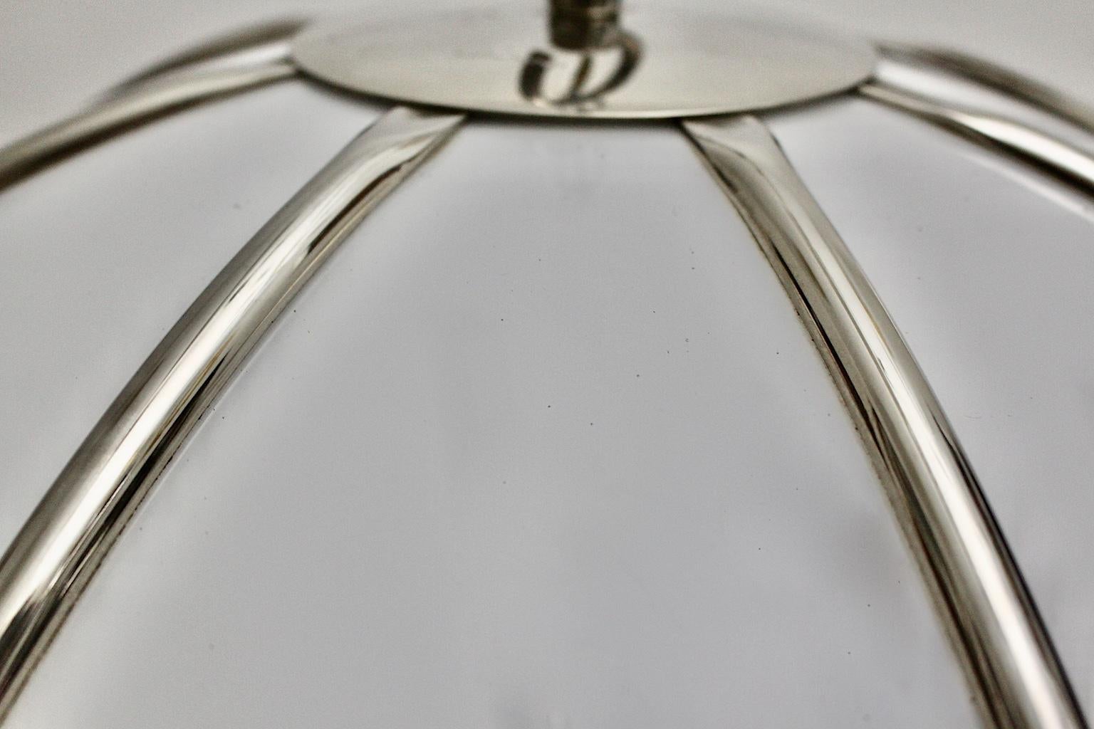 Gabriella Crespi Vintage Brass Nickel Plexiglass Chandelier Pendant Fungo, 1970s For Sale 8