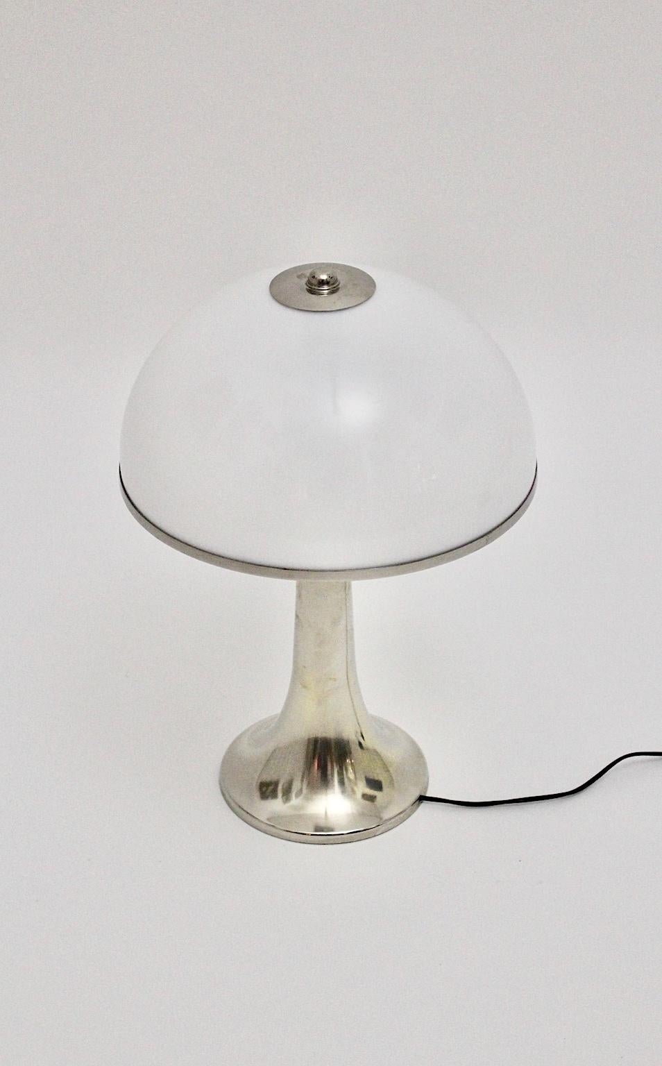 Gabriella Crespi Vintage Brass Nickel Plexiglass Table Lamp Fungo, 1970, Italy For Sale 3