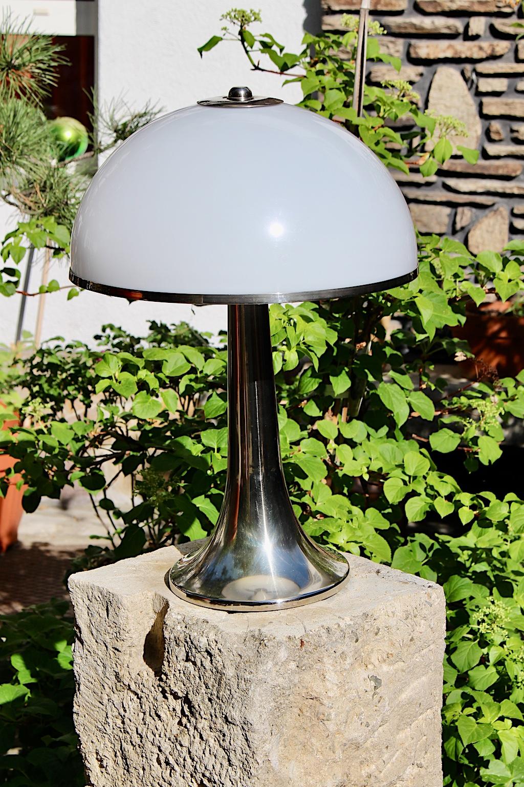 Gabriella Crespi Vintage Brass Nickel Plexiglass Table Lamp Fungo, 1970, Italy In Good Condition For Sale In Vienna, AT