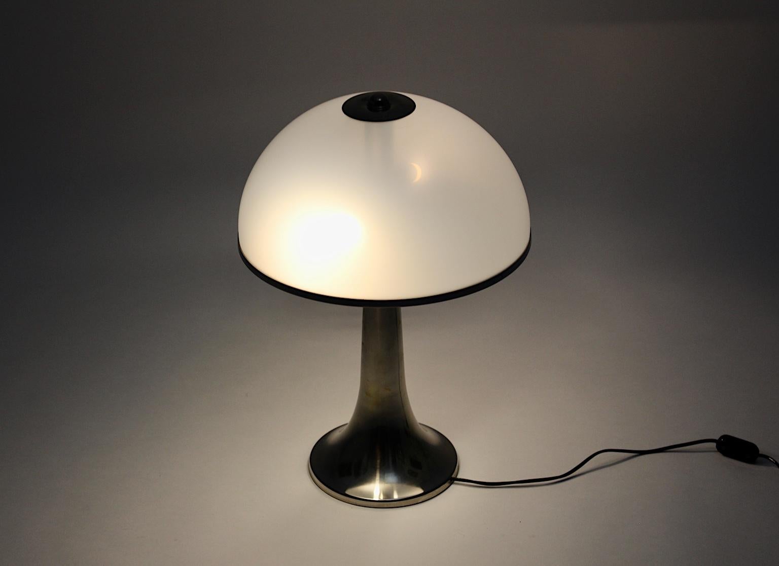 Gabriella Crespi Vintage Brass Nickel Plexiglass Table Lamp Fungo, 1970, Italy For Sale 1