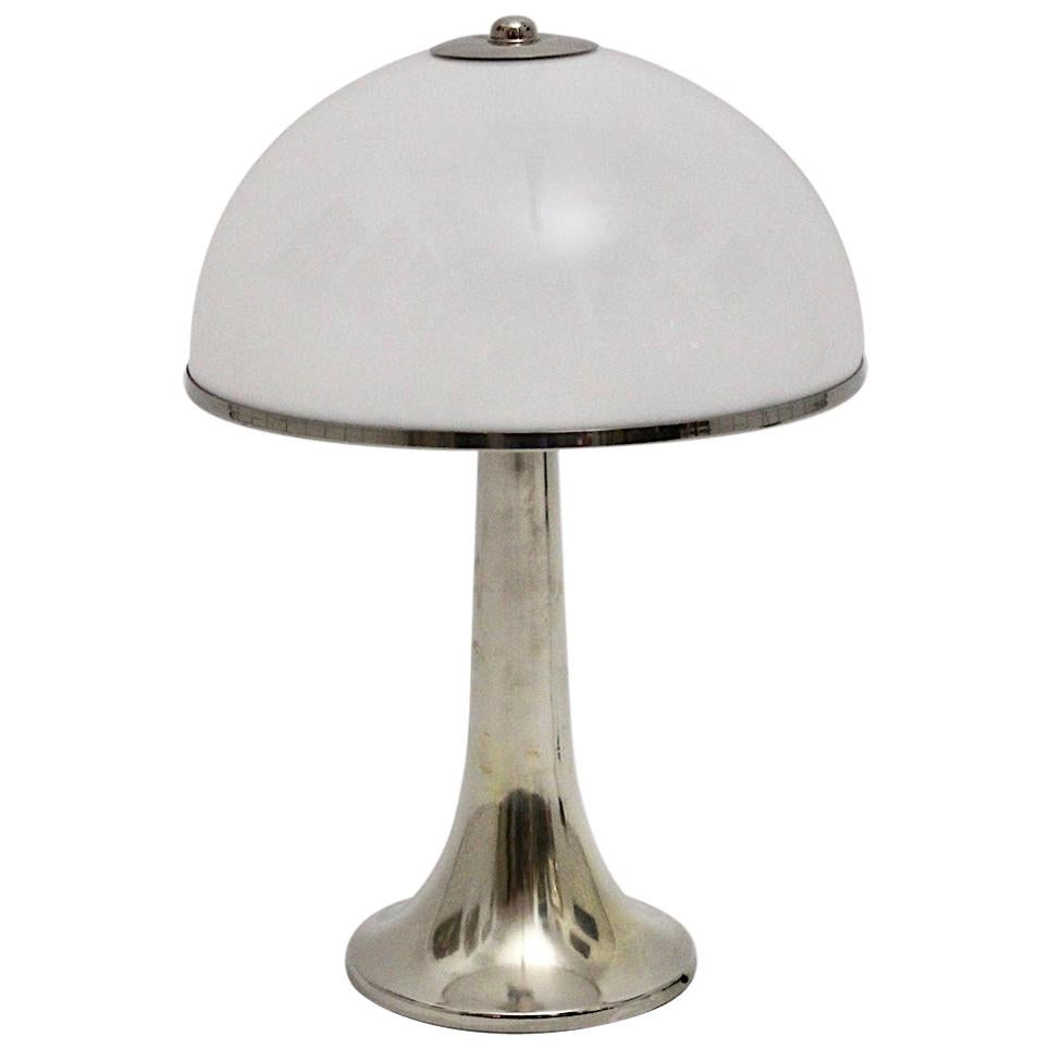 Gabriella Crespi Vintage Brass Nickel Plexiglass Table Lamp Fungo, 1970, Italy