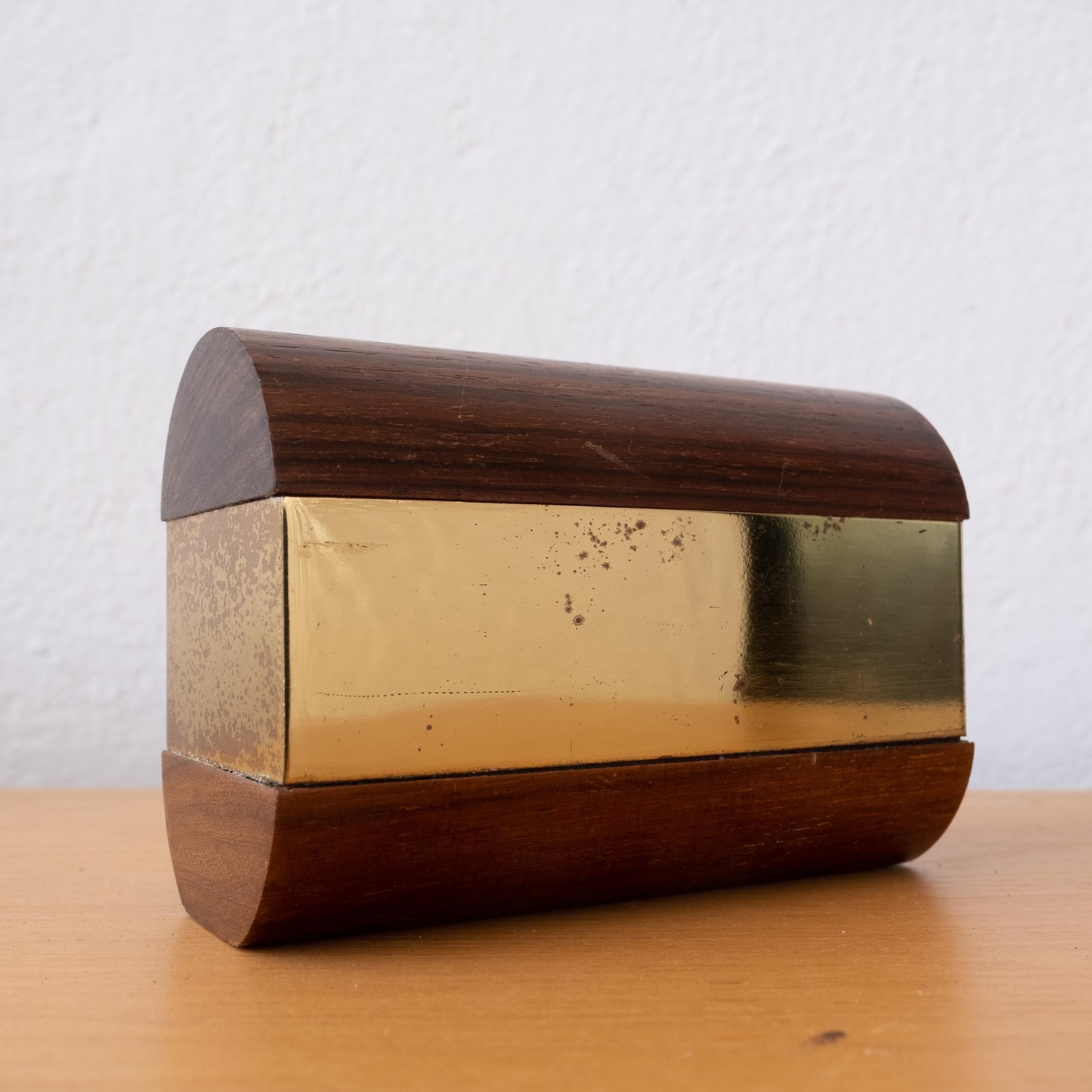 Wood and brass box by Gabriella Crespi. Signed, Italy, 1970s.
 