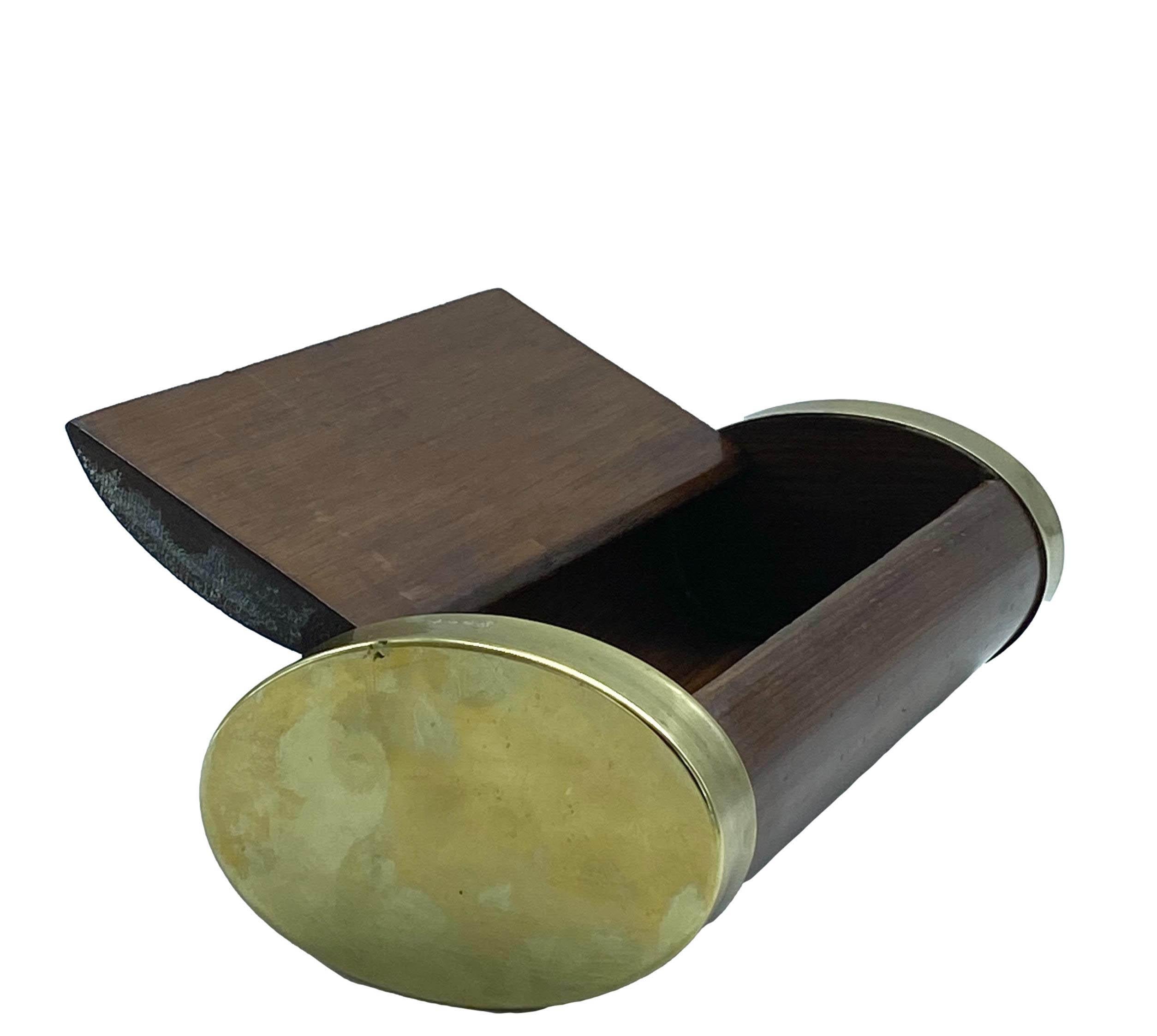 Mid-Century Modern Gabriella Crespi Wood and Brass Box, 1970s