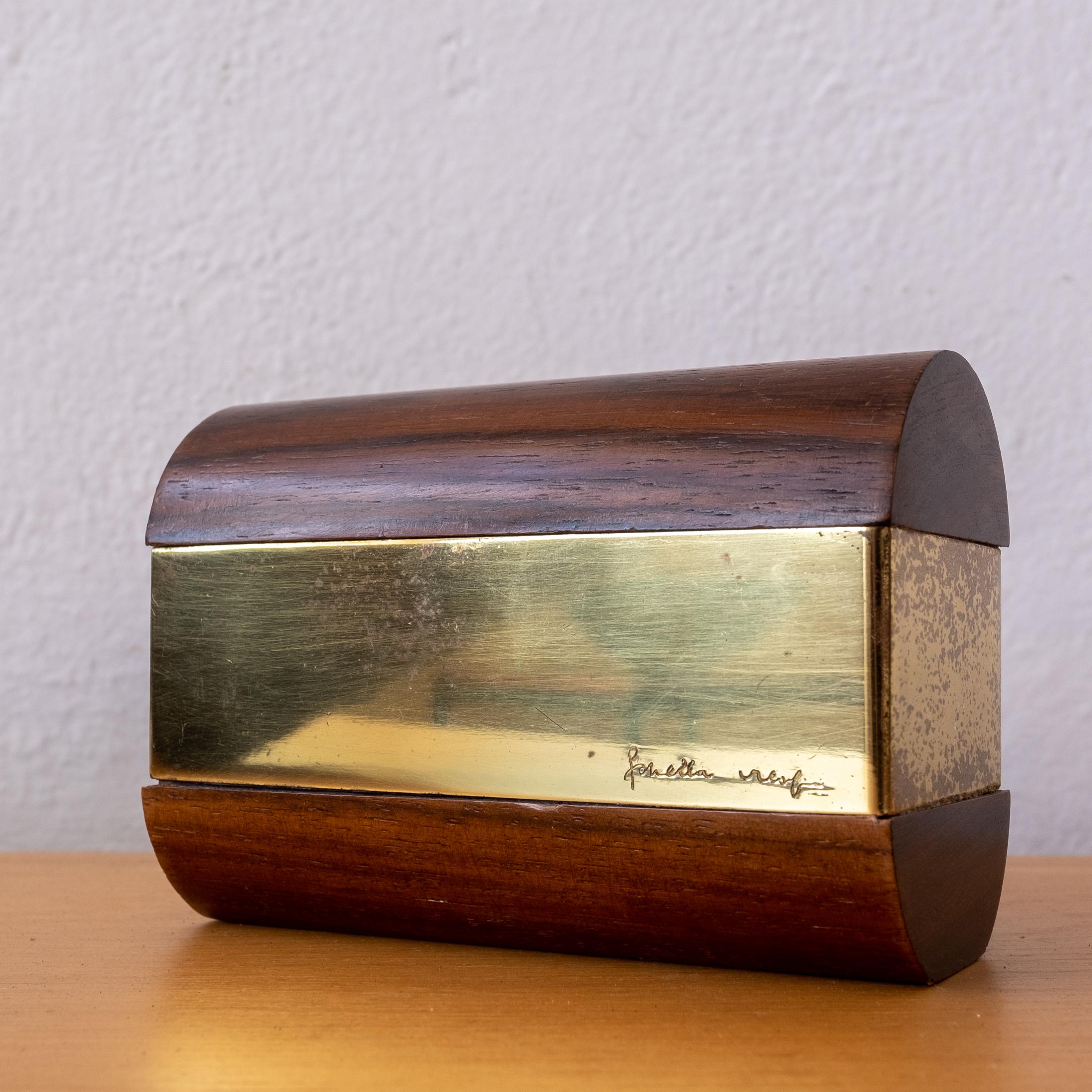 Mid-Century Modern Gabriella Crespi Wood and Brass Box, 1970s For Sale