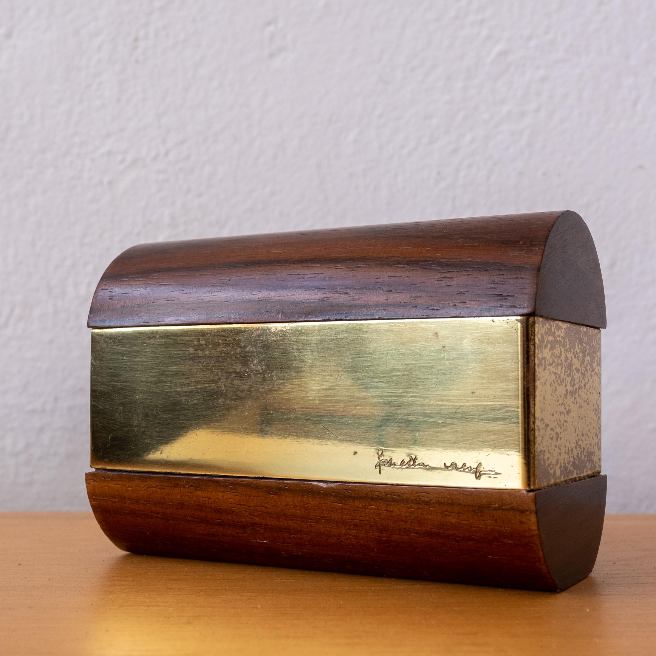 Mid-Century Modern Gabriella Crespi Wood and Brass Box, 1970s