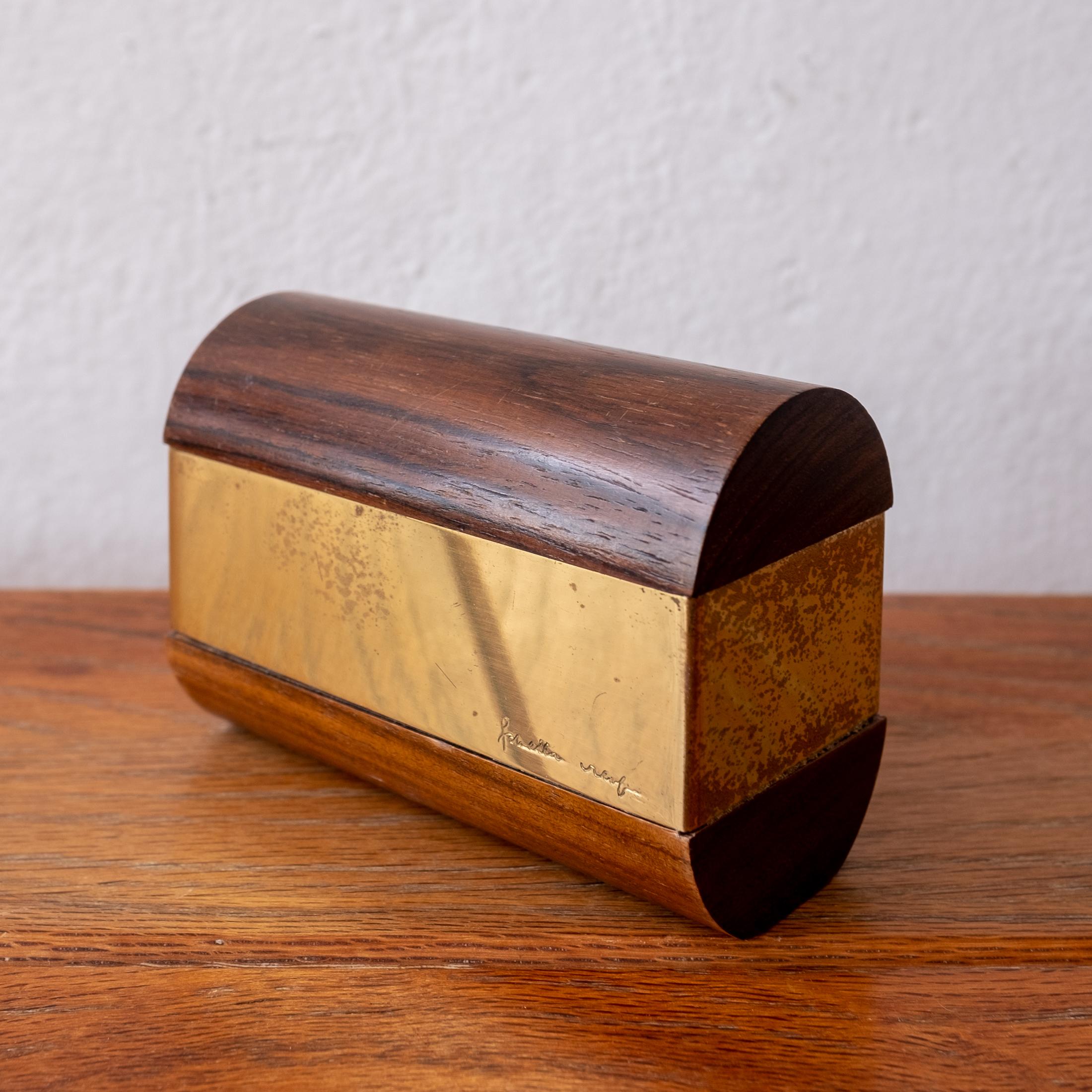 Italian Gabriella Crespi Wood and Brass Box, 1970s For Sale