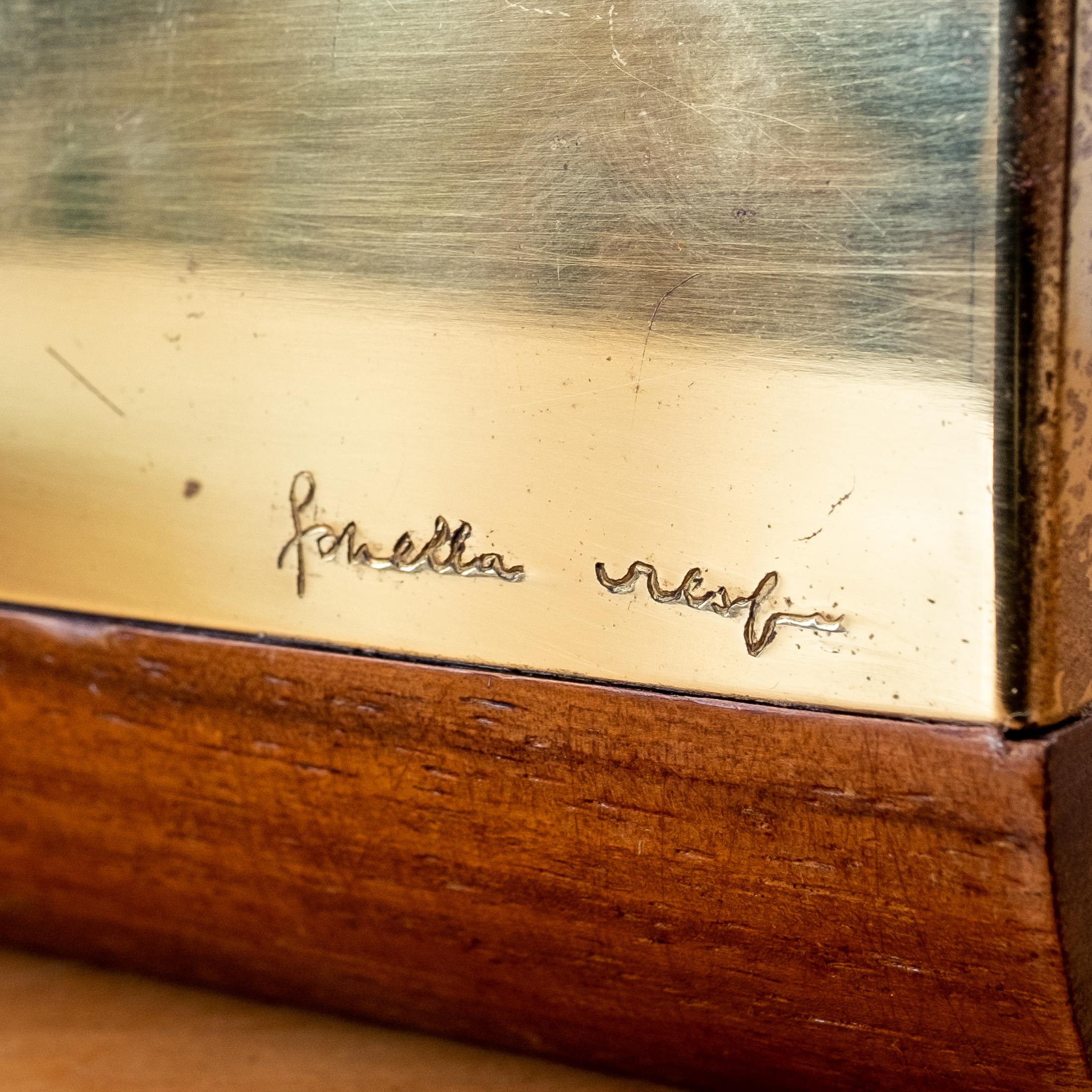 Late 20th Century Gabriella Crespi Wood and Brass Box, 1970s
