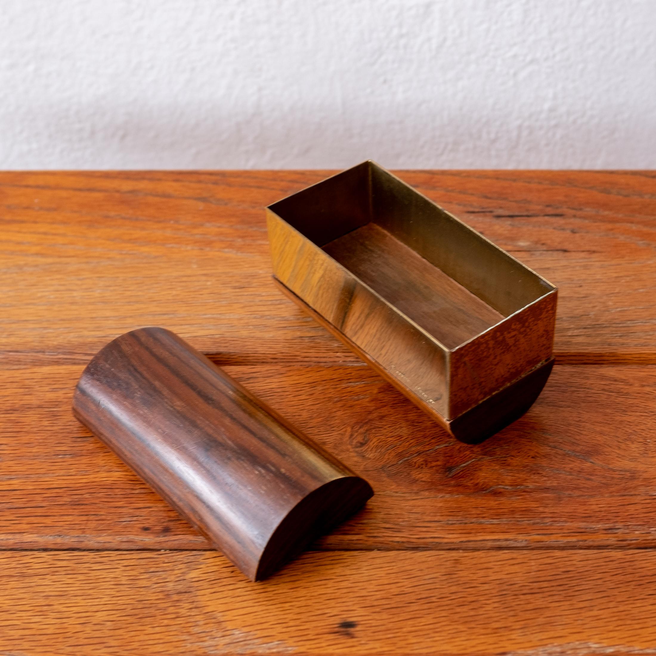Gabriella Crespi Wood and Brass Box, 1970s 1