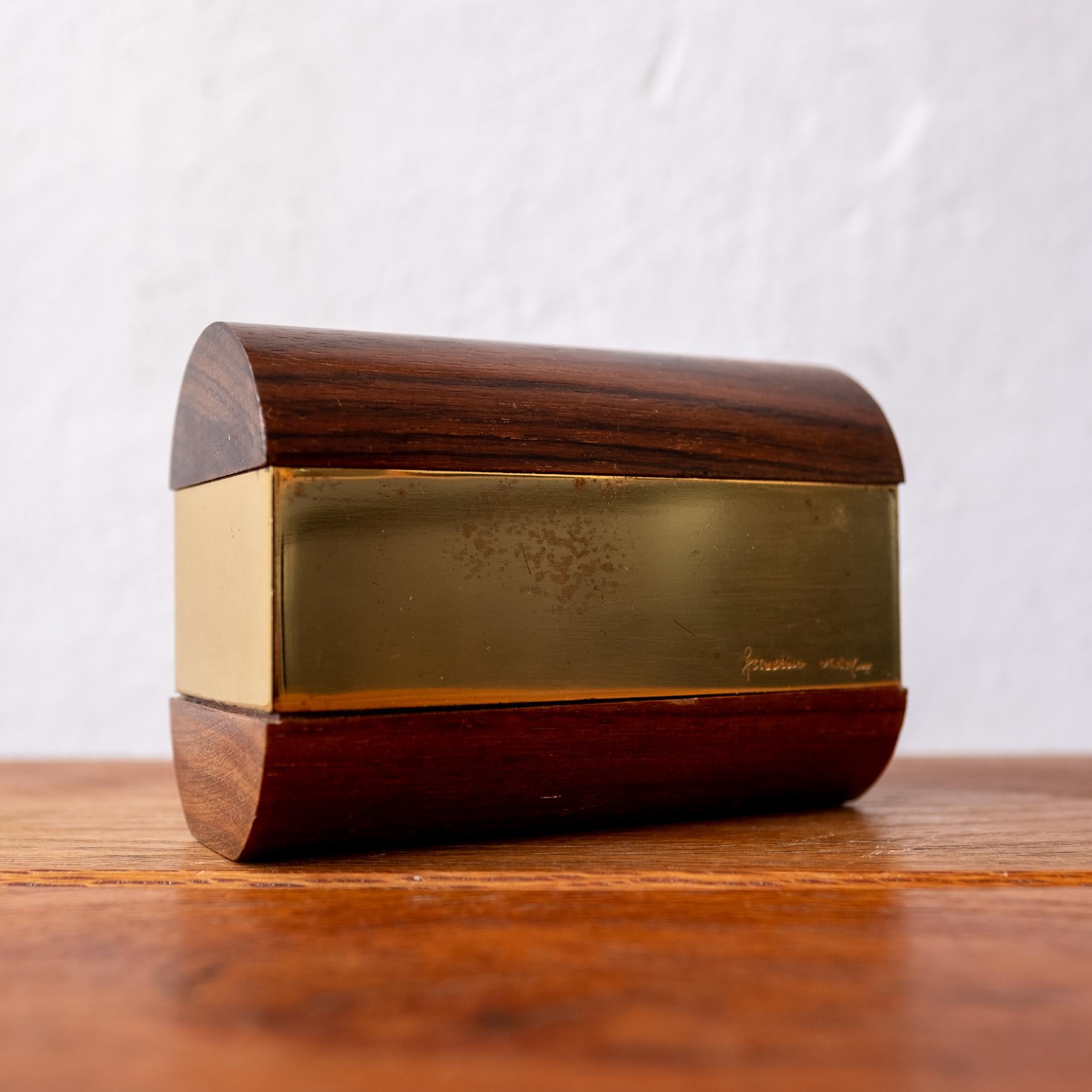 Gabriella Crespi Wood and Brass Box, 1970s For Sale 2