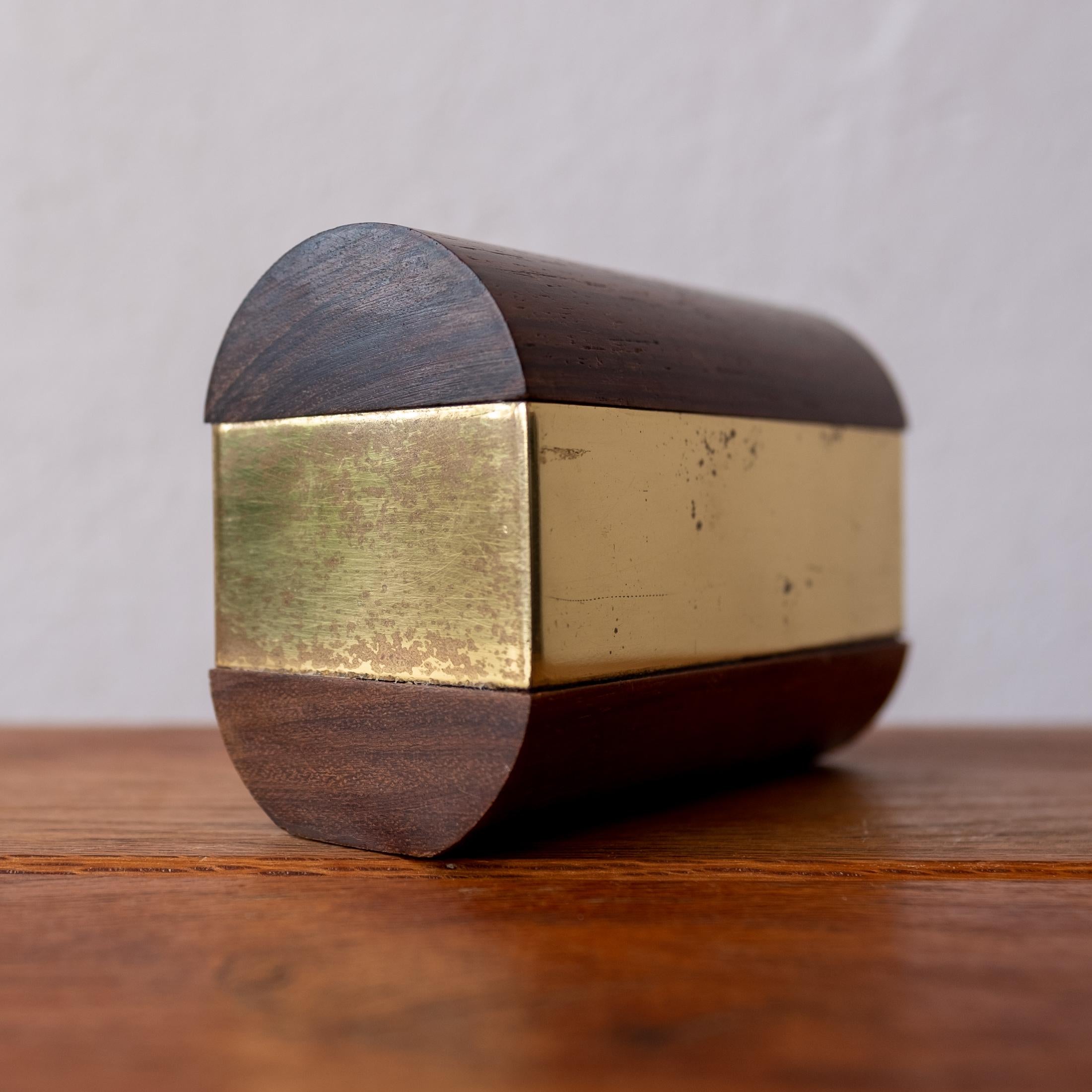 Gabriella Crespi Wood and Brass Box, 1970s For Sale 3