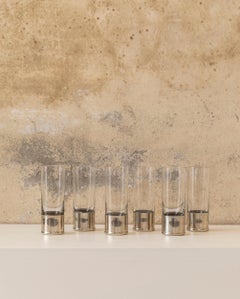 Gabriella Crespi's Set of Silvered Brass and Glass Goblets