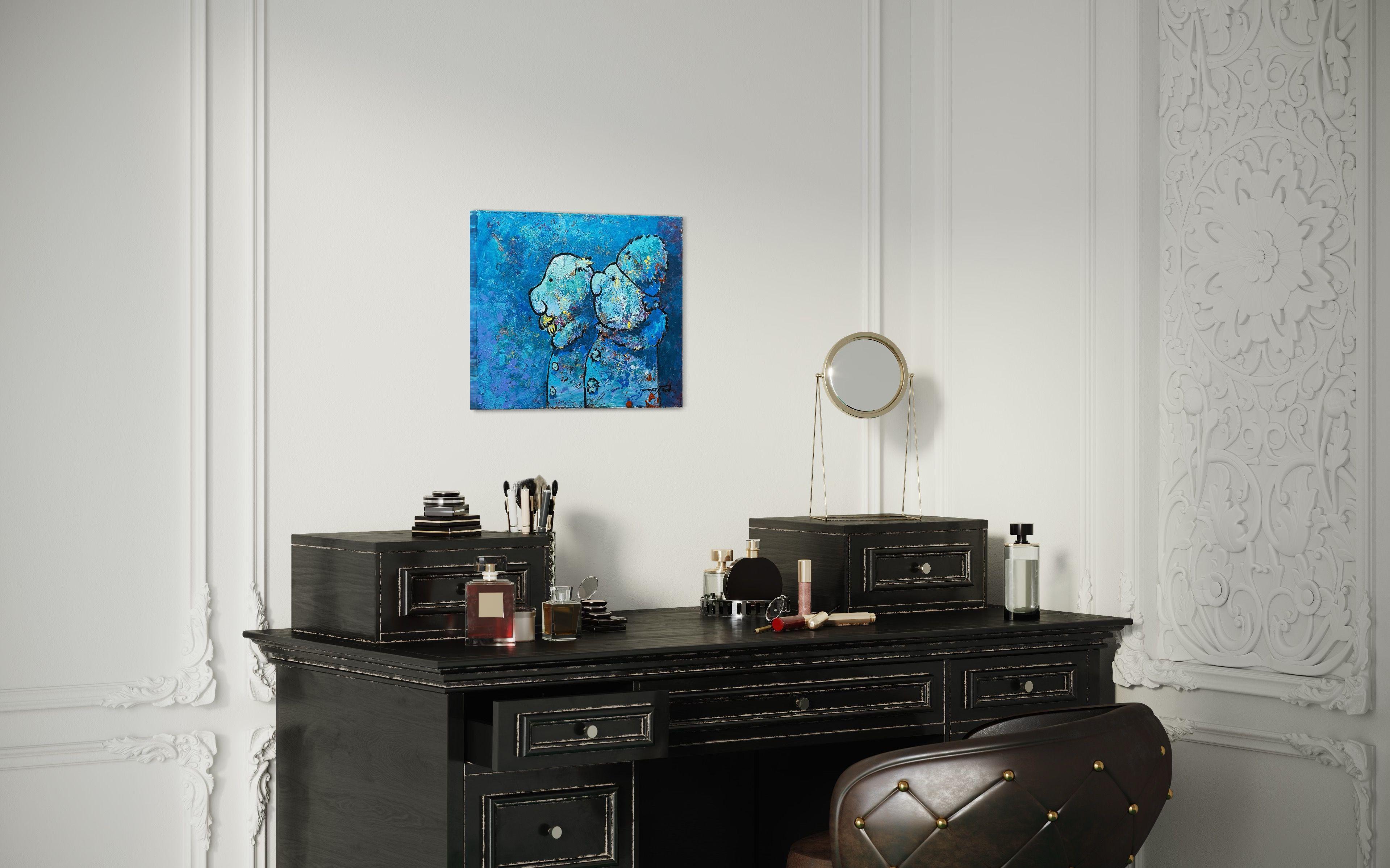 Ein Paar, Gemälde, Acryl auf Leinwand im Angebot 1