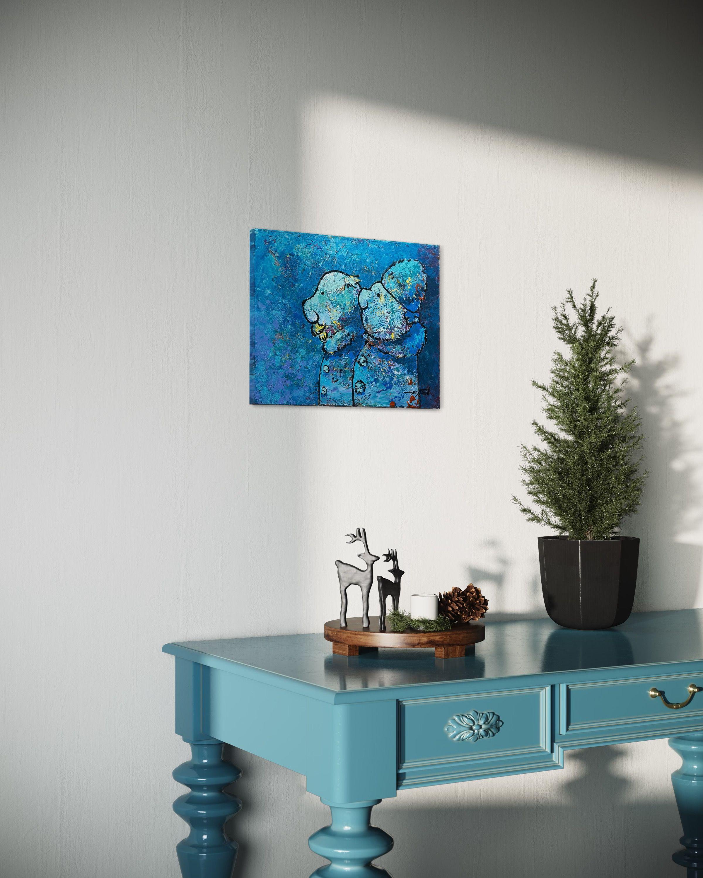 Ein Paar, Gemälde, Acryl auf Leinwand im Angebot 2