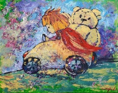 A Teddy Bear Abduction, Painting, Acrylic on Canvas