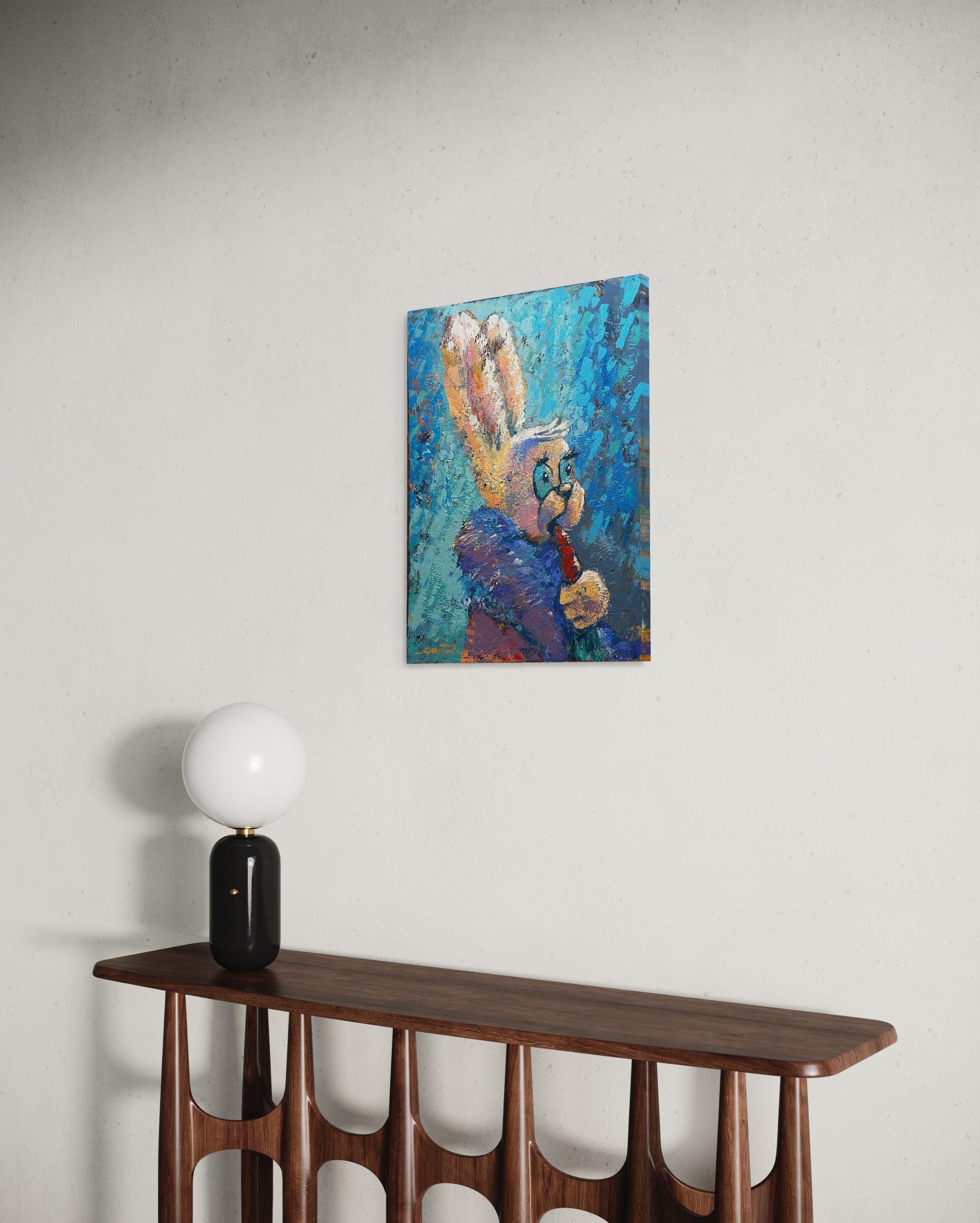Bunny's Dinner, Painting, Acrylic on Canvas For Sale 2