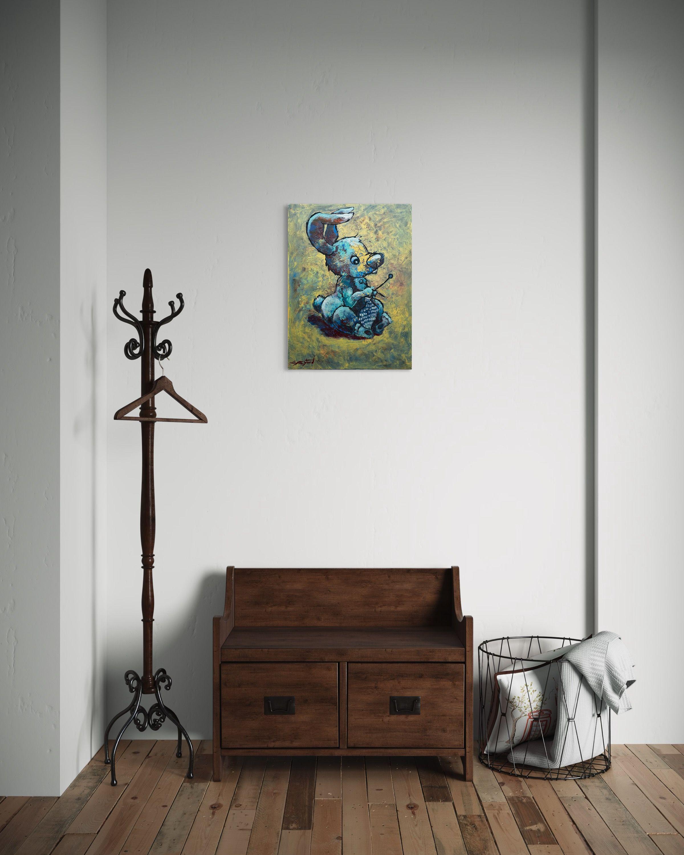 Busy Rabbit, Painting, Acrylic on Canvas For Sale 4