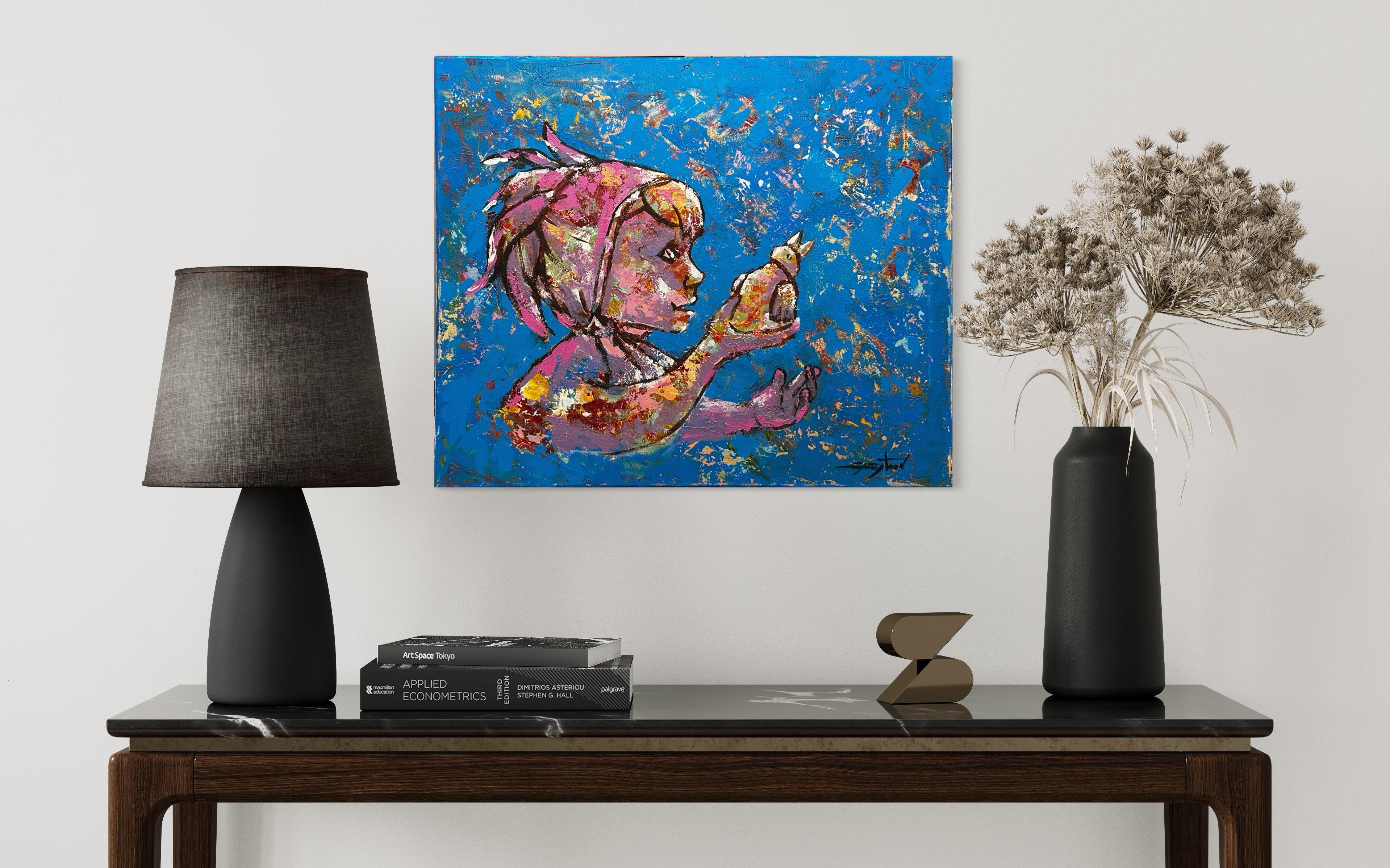 Kleiner Vogel, Gemälde, Acryl auf Leinwand (Zeitgenössisch), Painting, von Gabriella DeLamater