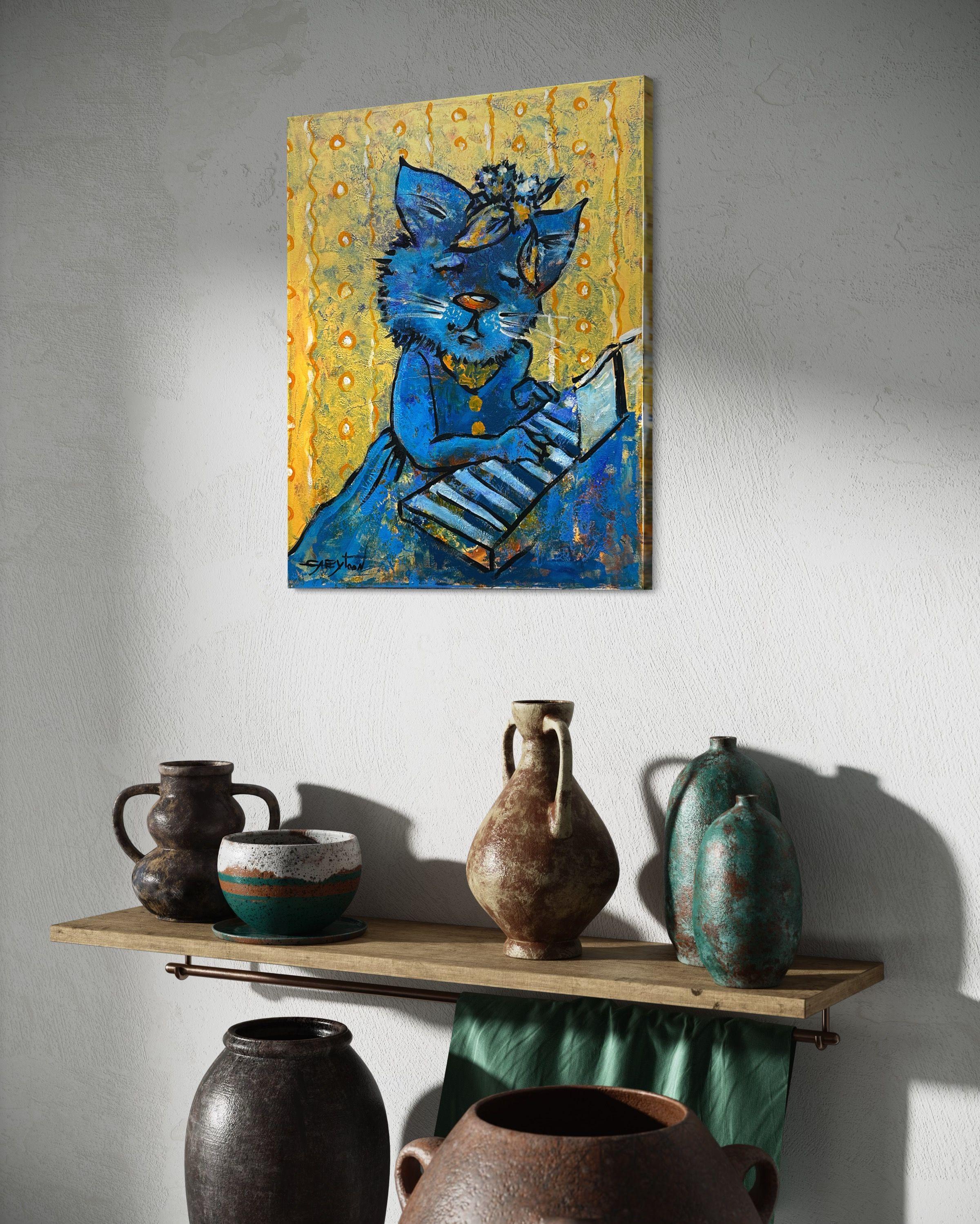 Questo quadro è pronto per essere appeso: ho attaccato il filo di ferro sul retro e questa tela va bene così com'è, non c'è bisogno di una cornice (a meno che tu non la voglia).    A volte vedo qualcosa di carino e divertente nel mio underpainting.