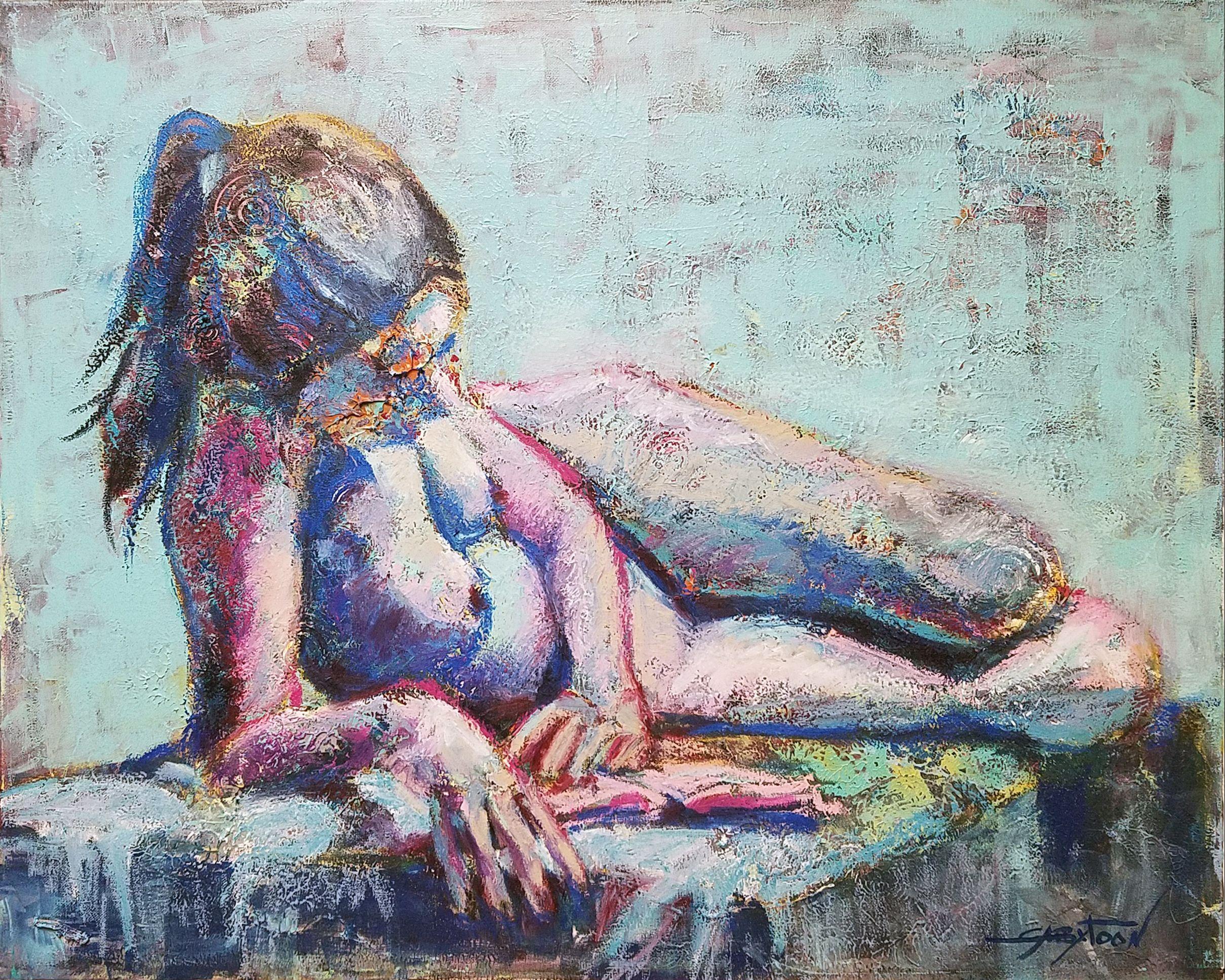 Reading, Gemälde, Öl auf Leinwand