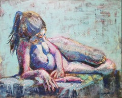 Reading, Painting, Oil on Canvas
