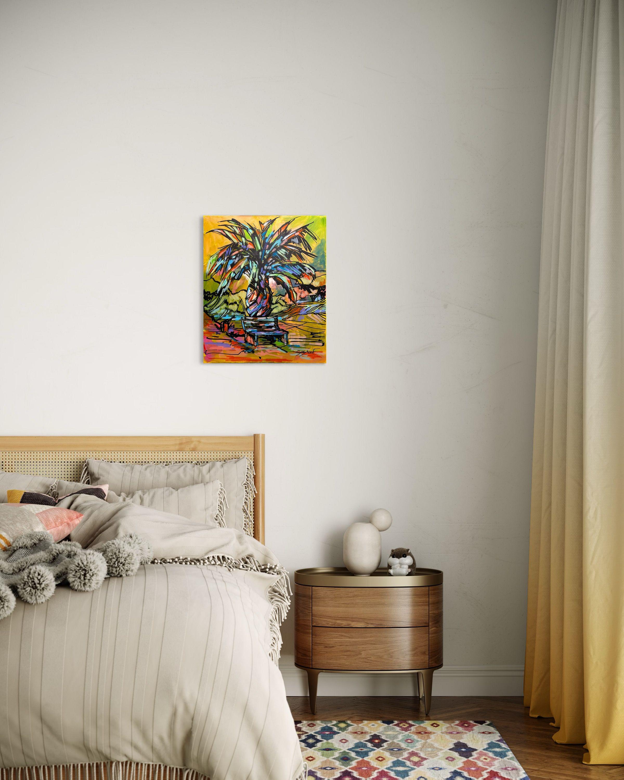 Questo quadro è pronto per essere appeso: ho attaccato il filo di ferro sul retro e questa tela va bene così com'è, non c'è bisogno di una cornice (a meno che tu non la voglia).    A volte vedo qualcosa di carino e divertente nel mio underpainting.