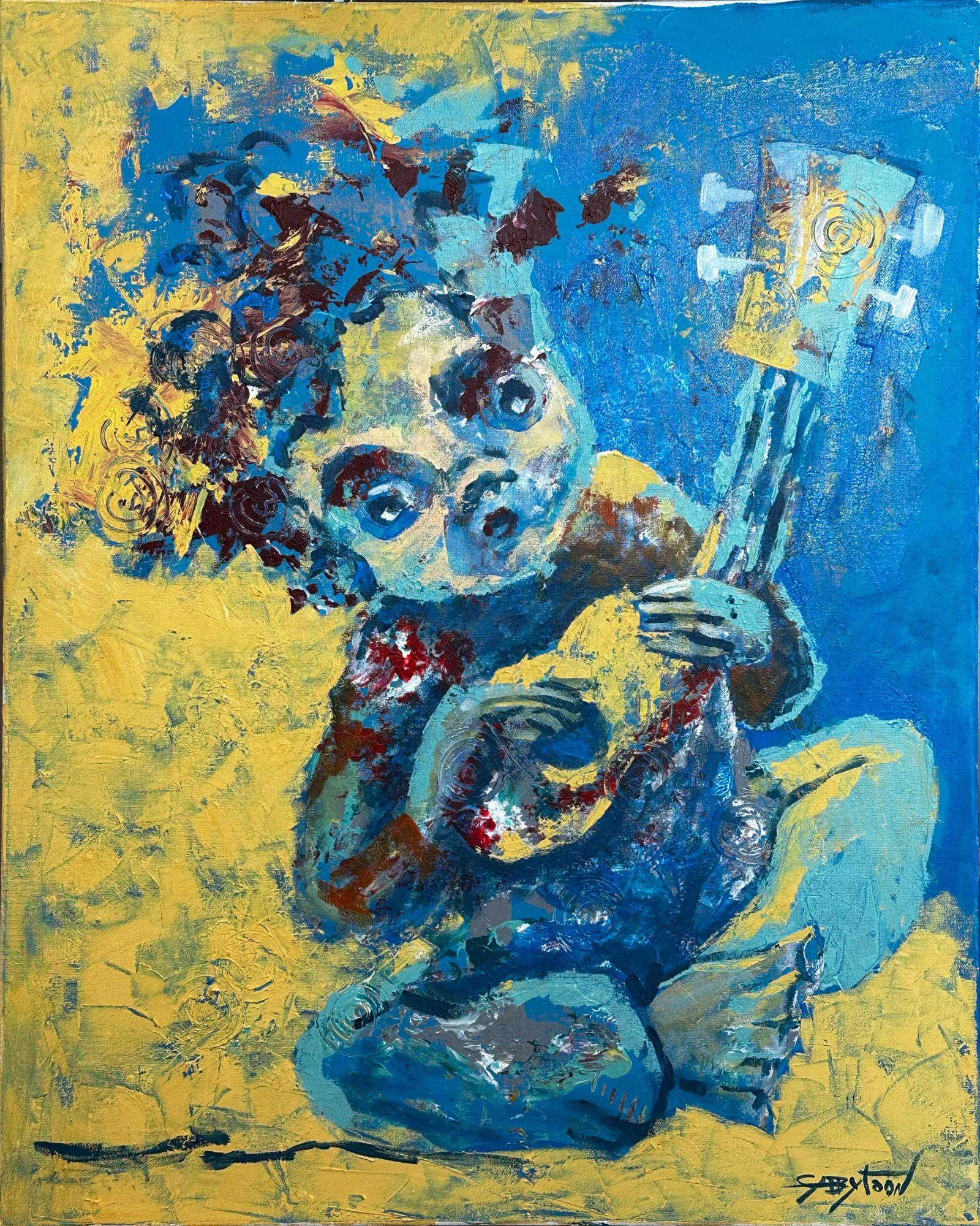 Ukulele, Pittura, Acrilico su tela - Painting di Gabriella DeLamater