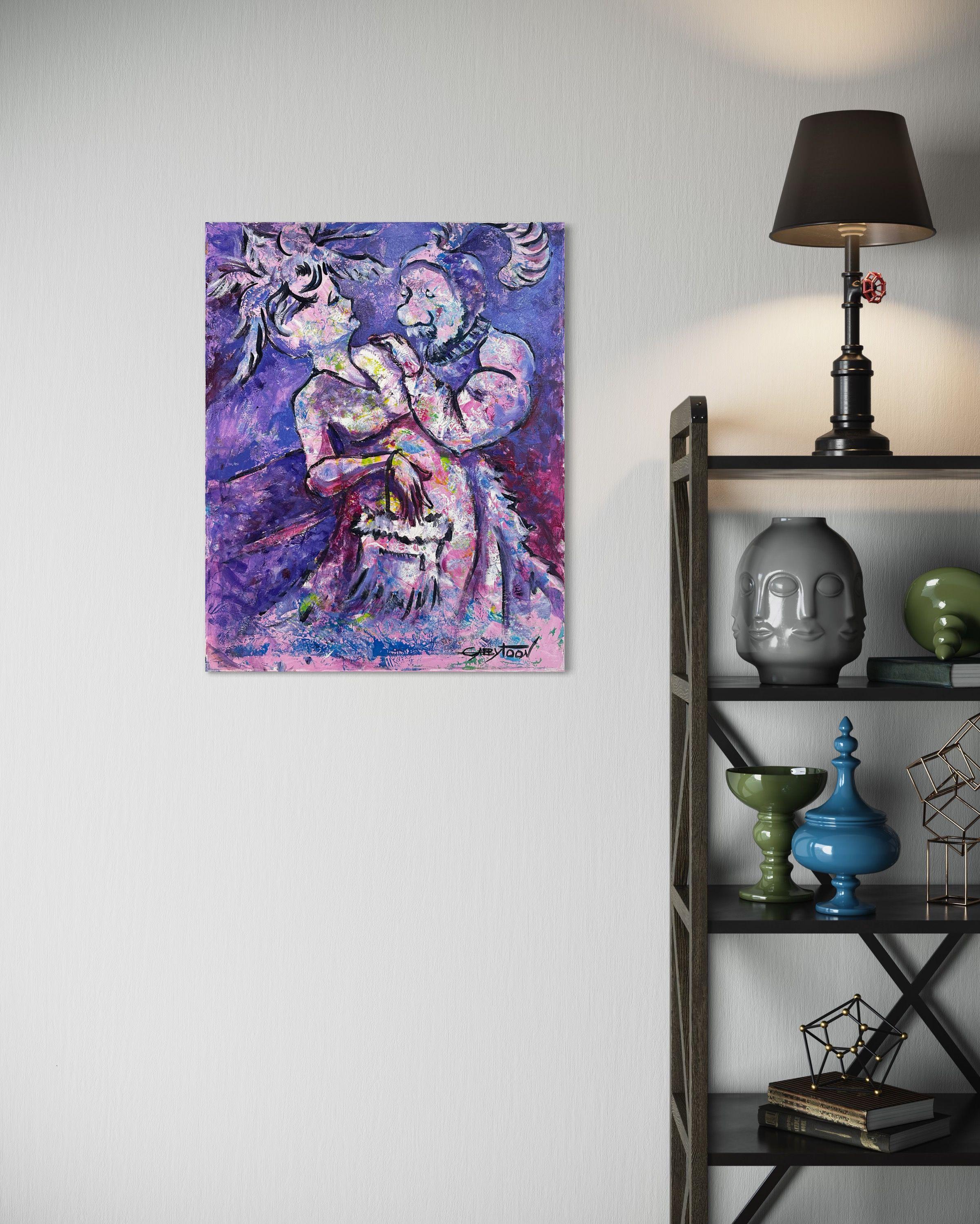 Viktorianische Liebe, Gemälde, Acryl auf Leinwand im Angebot 1