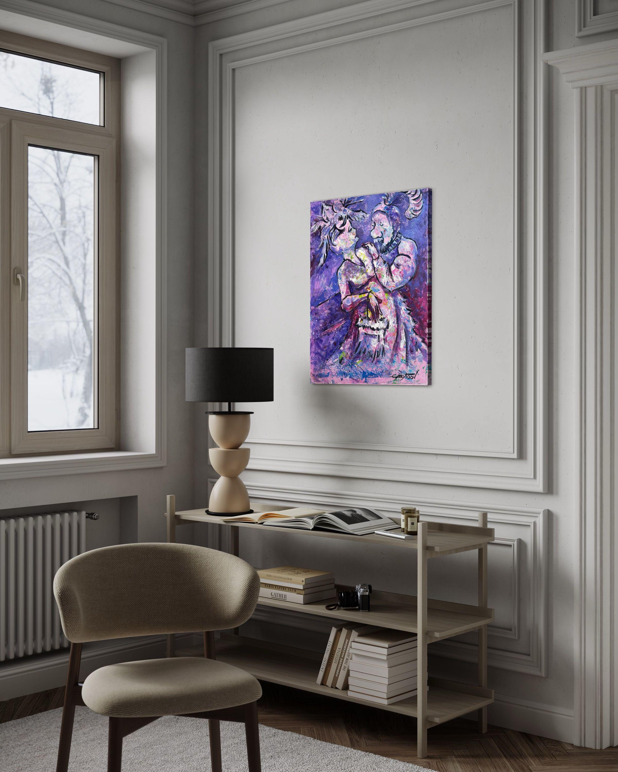 Viktorianische Liebe, Gemälde, Acryl auf Leinwand im Angebot 2