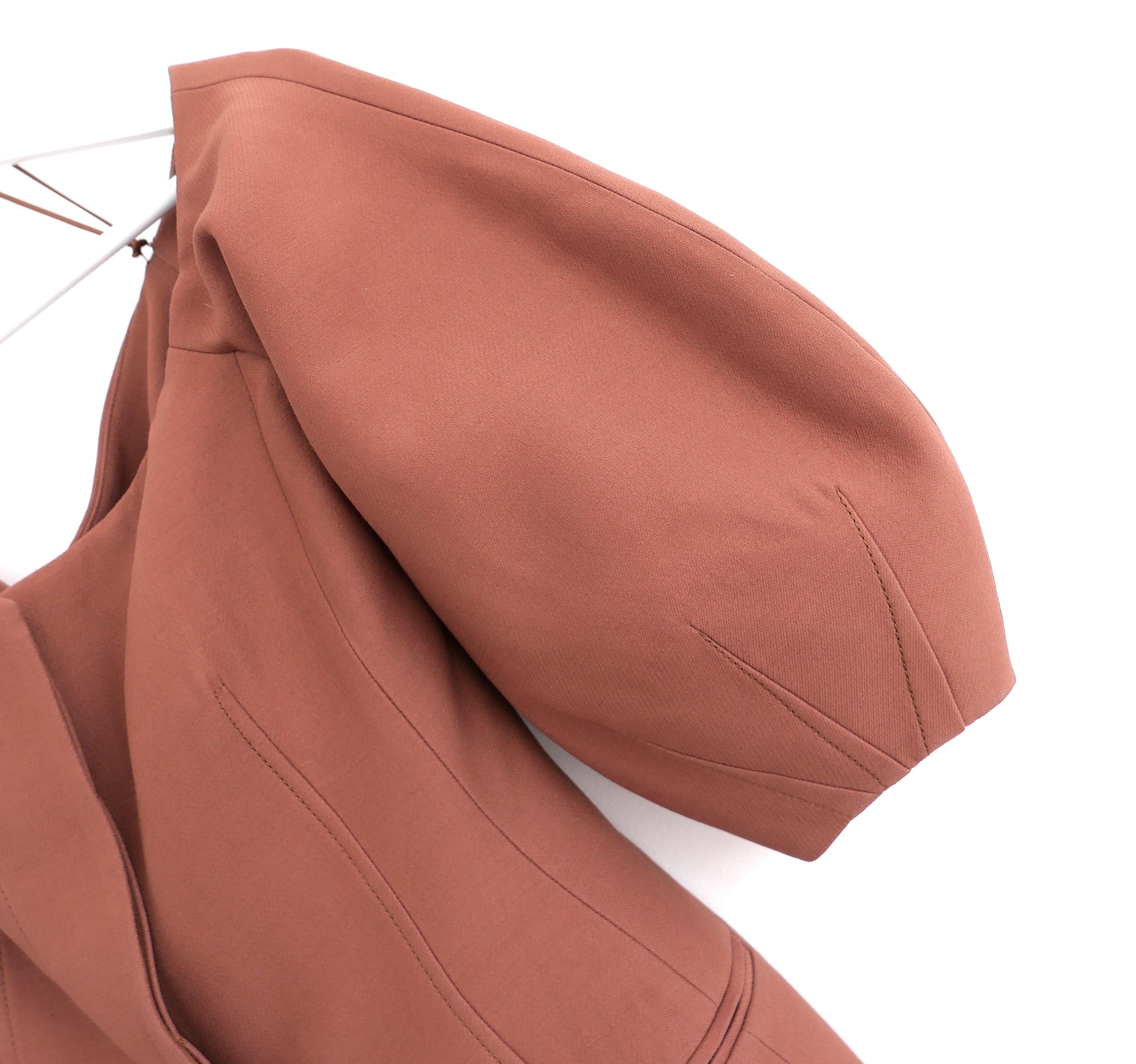 Superbly constructed Gabriela Hearst Sawyer jacket - bought for £2100 and worn less than a handful of times. Matching pants also listed. Made from thick, structural rust brown wool and silk cady with a black fully boned internal corset. It has fully