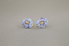 Gabriella Rivalta 18k Gold Floral Stud Earrings with Diamonds, Italy