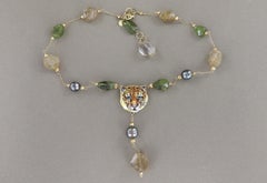 Gabriella Rivalta 18k Gold Leopard Choker Necklace with Enamel, Italy