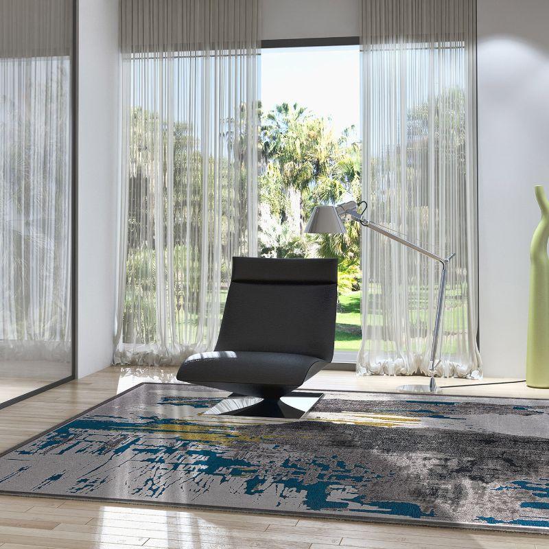 Flaunting a distinctive Abstract Splatter Art-inspired pattern in its exclusive Egyptian-crafted weave of soft and shimmering viscose and PP yarns, this superb Gabrielle rug by Barbara Trombatore will highlight a modern interior displayed as