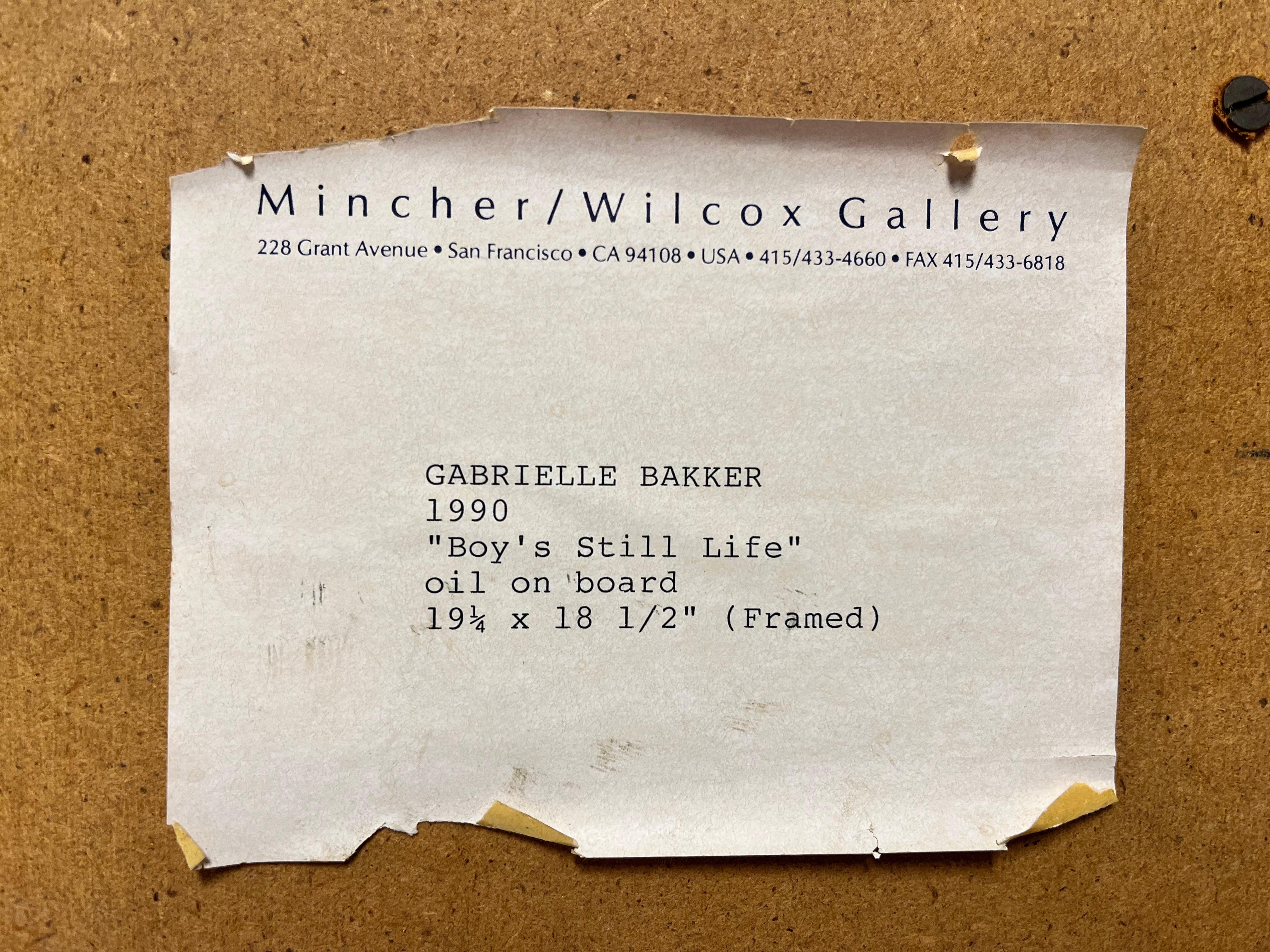 Gabrielle Bakker 1990 Boys Still Life Painting Gallery Provenance Custom Frame For Sale 3