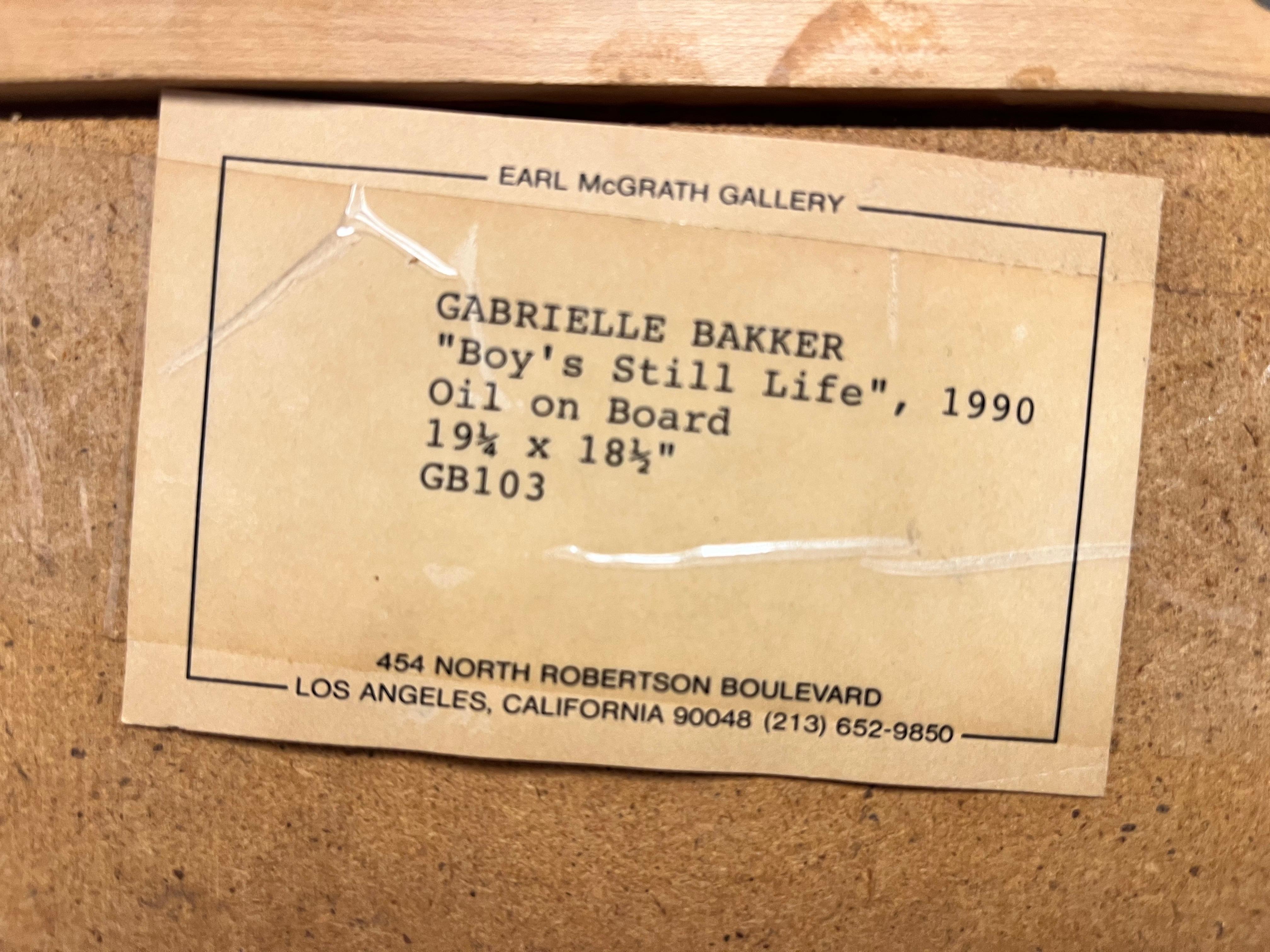 Gabrielle Bakker 1990 Boys Still Life Painting Gallery Provenance Custom Frame For Sale 4