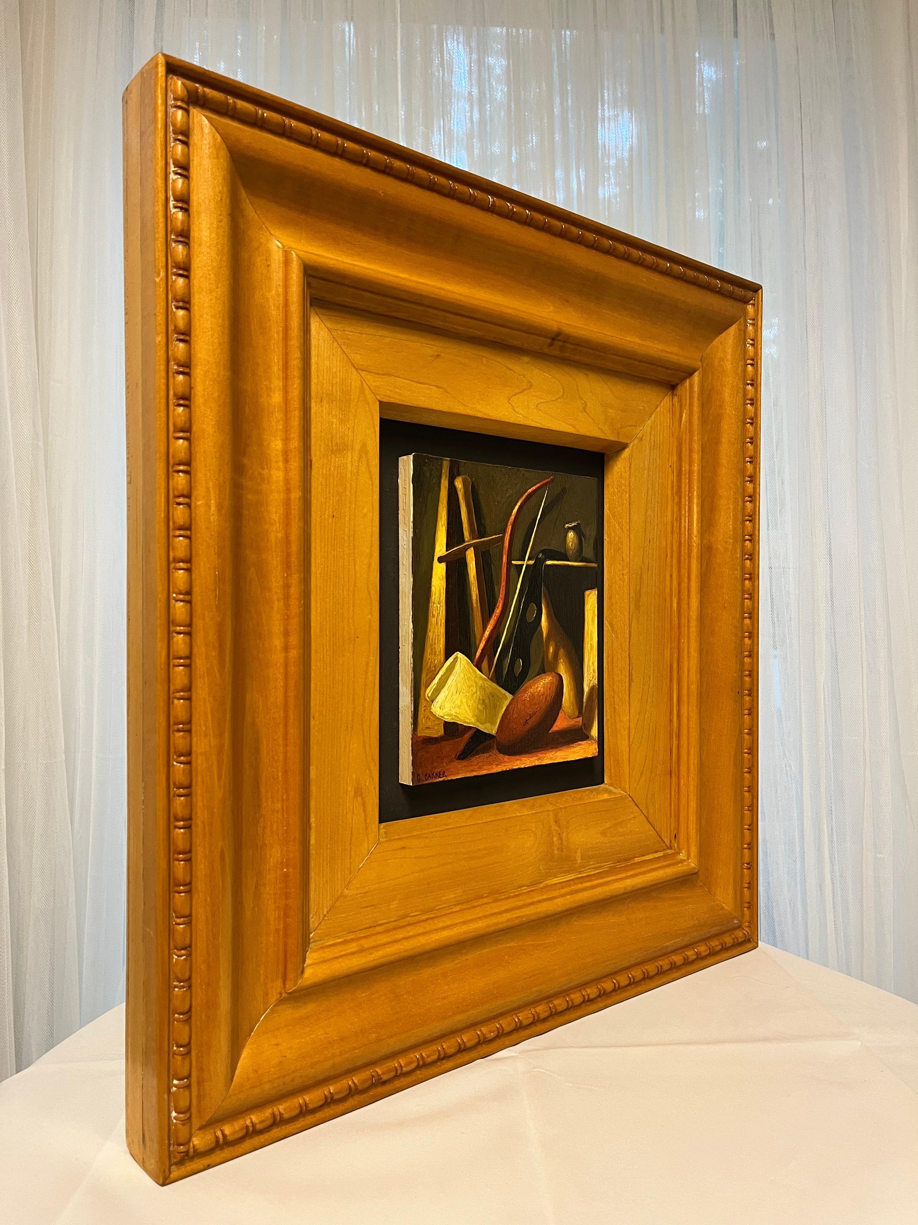 American Classical Gabrielle Bakker 1990 Boys Still Life Painting Gallery Provenance Custom Frame For Sale