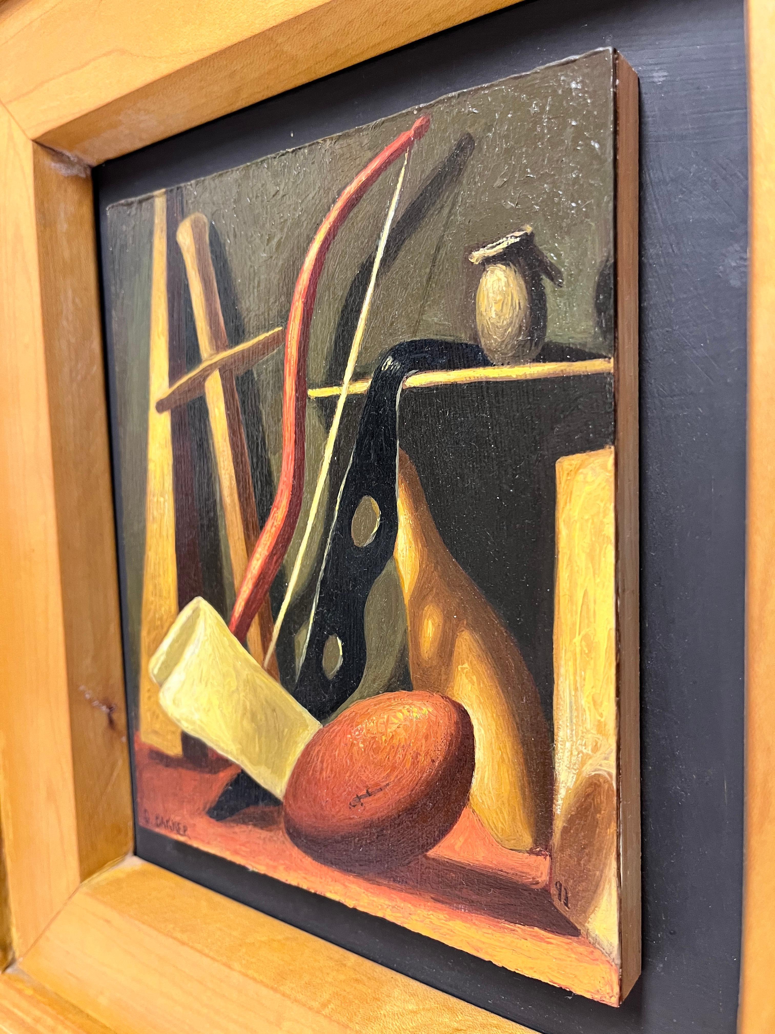 Gabrielle Bakker 1990 Boys Still Life Painting Gallery Provenance Custom Frame In Good Condition For Sale In Atlanta, GA