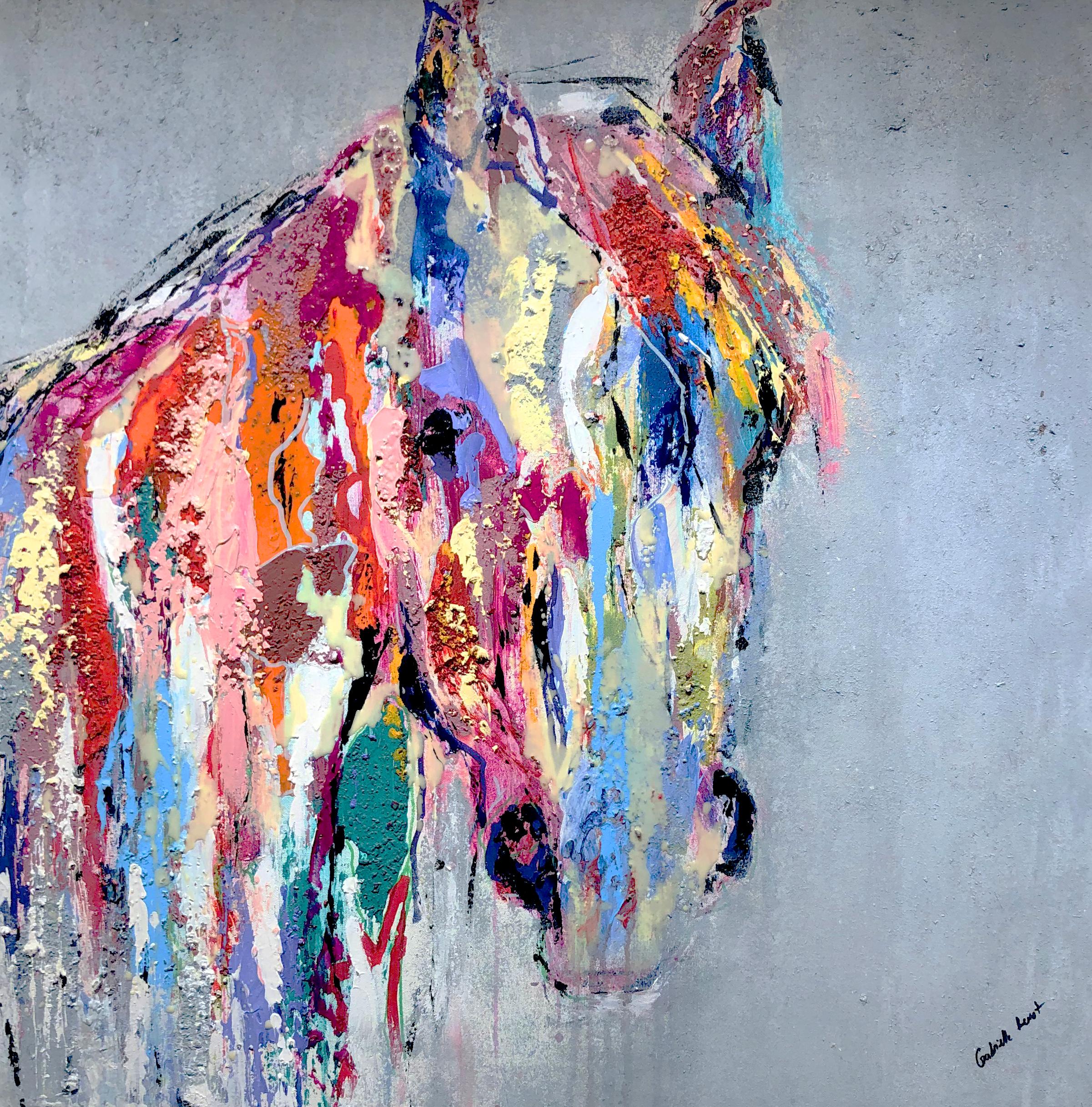 Gabrielle Benot "Merrick II" Equine Textured Abstract Mixed Media on Canvas