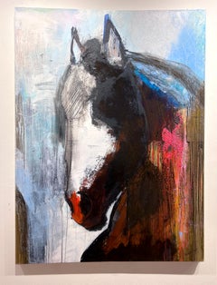 Gabrielle Benot, "Mighty", 48x36 Contemporary Textured Horse Equine Painting