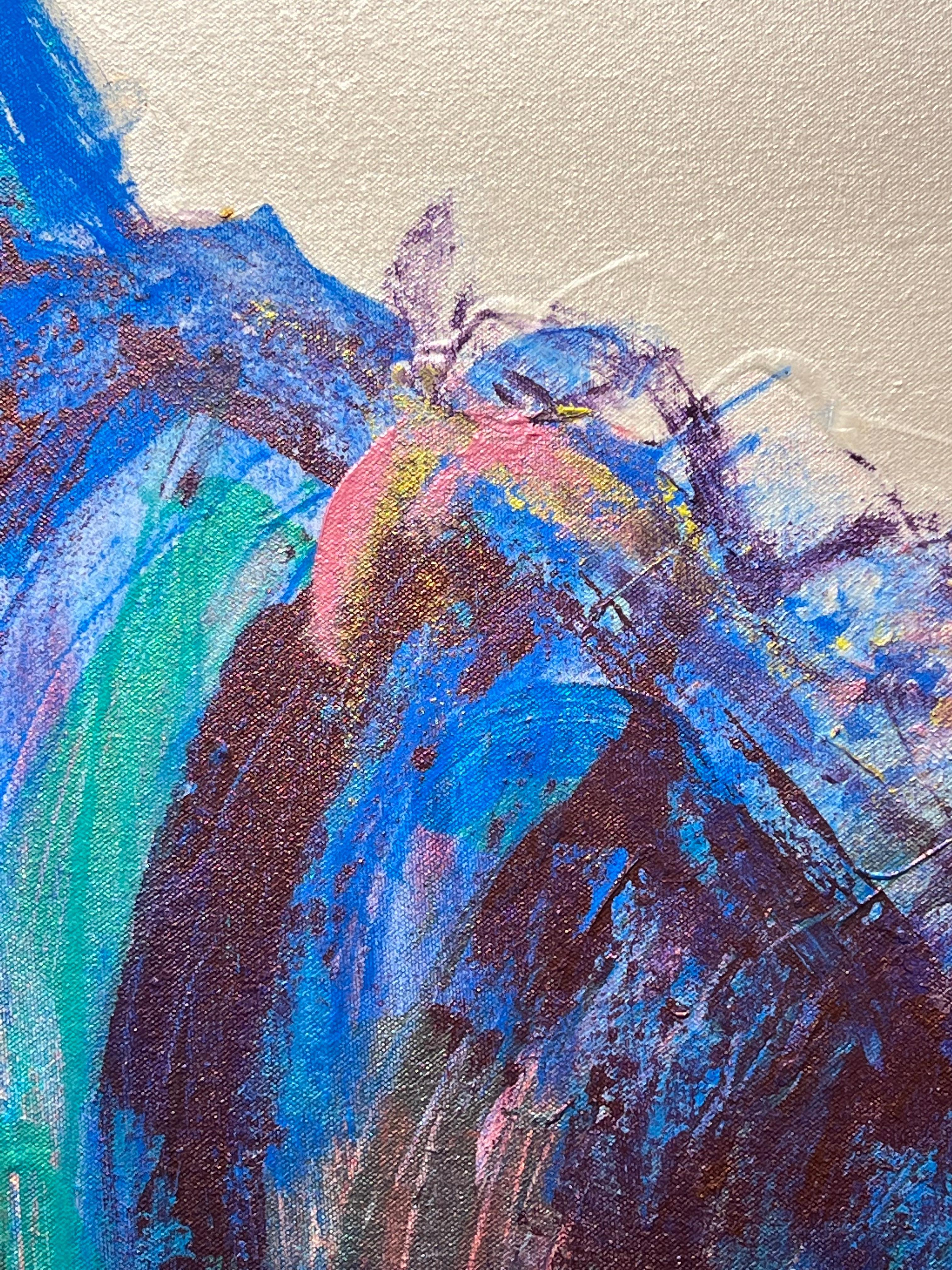 Gabrielle Benot, „Royal Blue“, Abstraktes Equine-Porträt in Mischtechnik auf Leinwand im Angebot 5