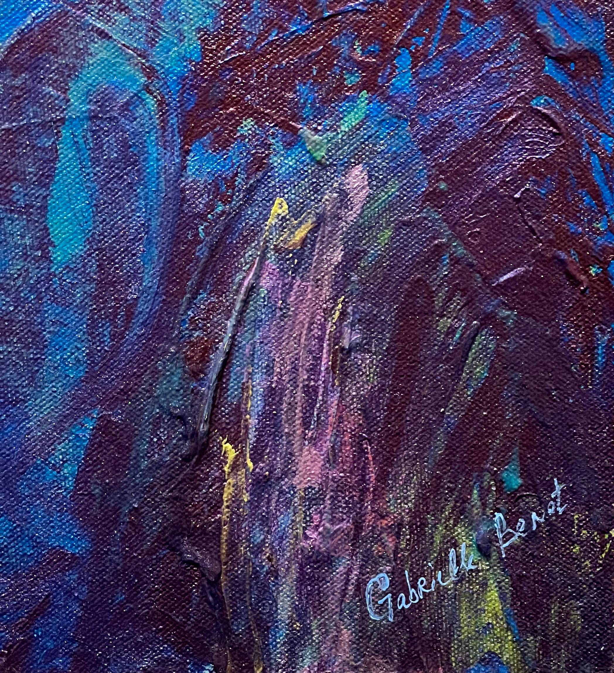 Gabrielle Benot, „Royal Blue“, Abstraktes Equine-Porträt in Mischtechnik auf Leinwand im Angebot 6