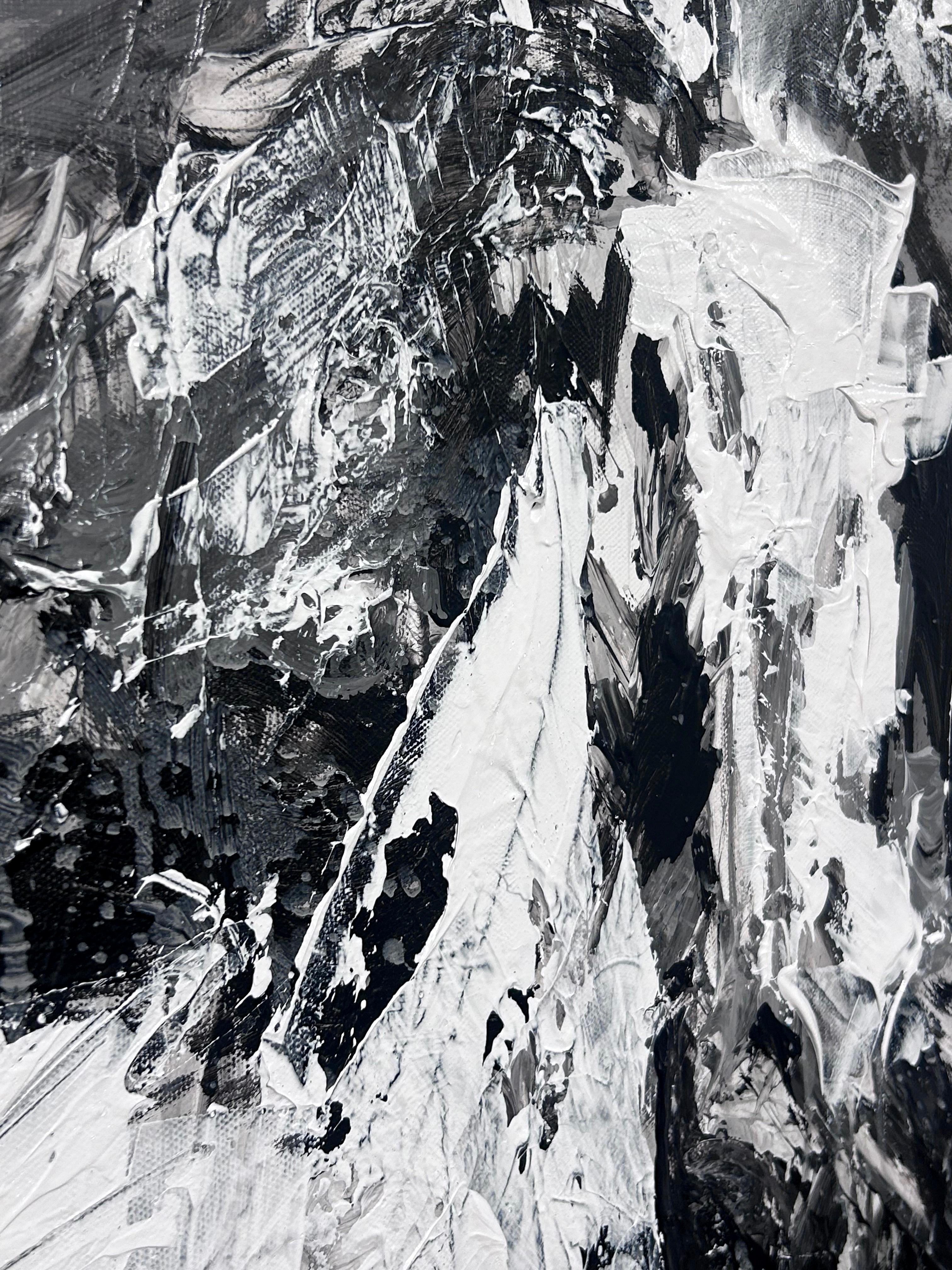 Gabrielle Benot, „Unbridled Fusion“, 47x58 Schwarzes und weißes Pferdgemälde im Angebot 5