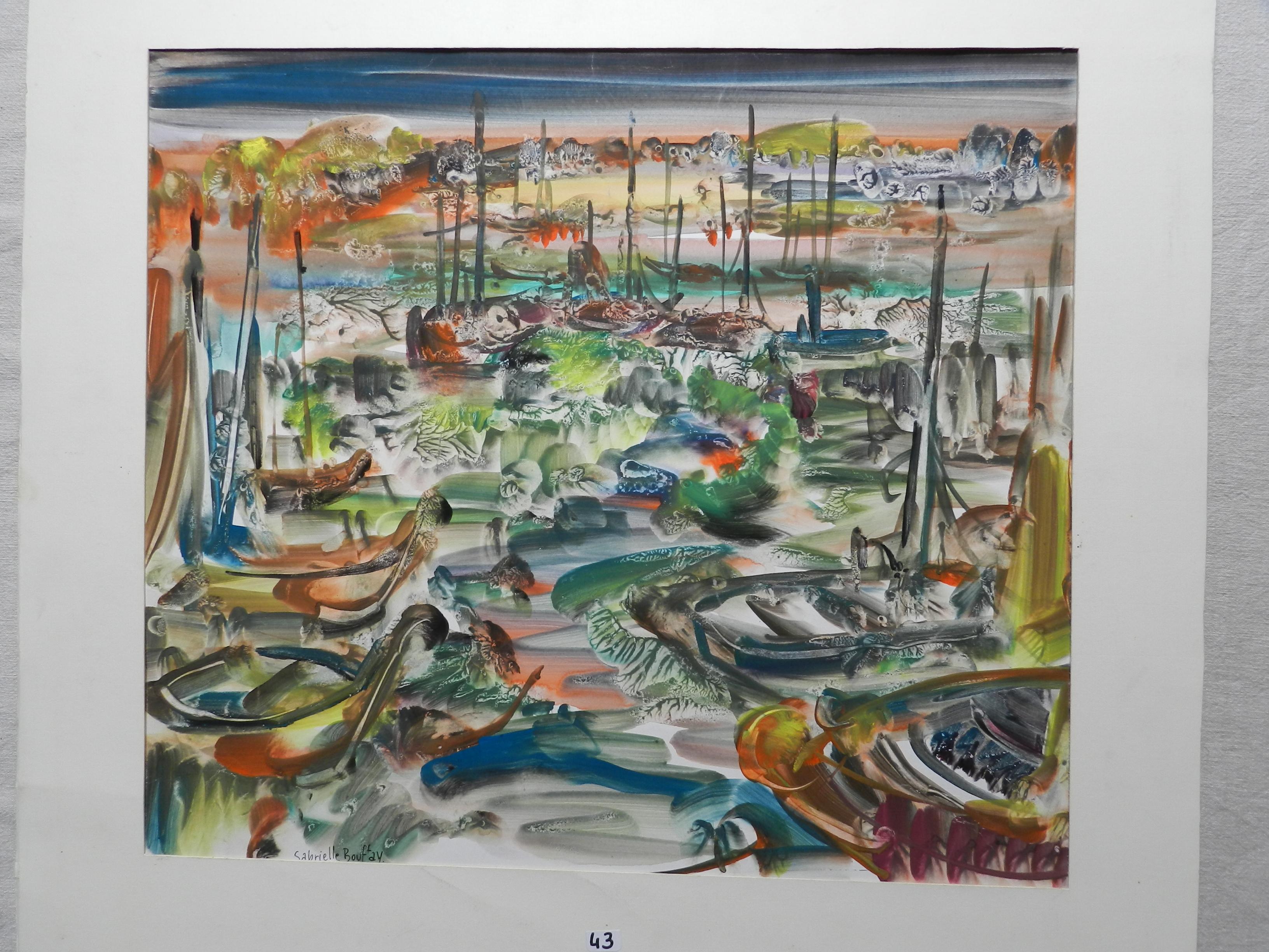 Gabrielle Bouffay, Saint Tropez. Watercolor Gouache, circa 1970 For Sale 1
