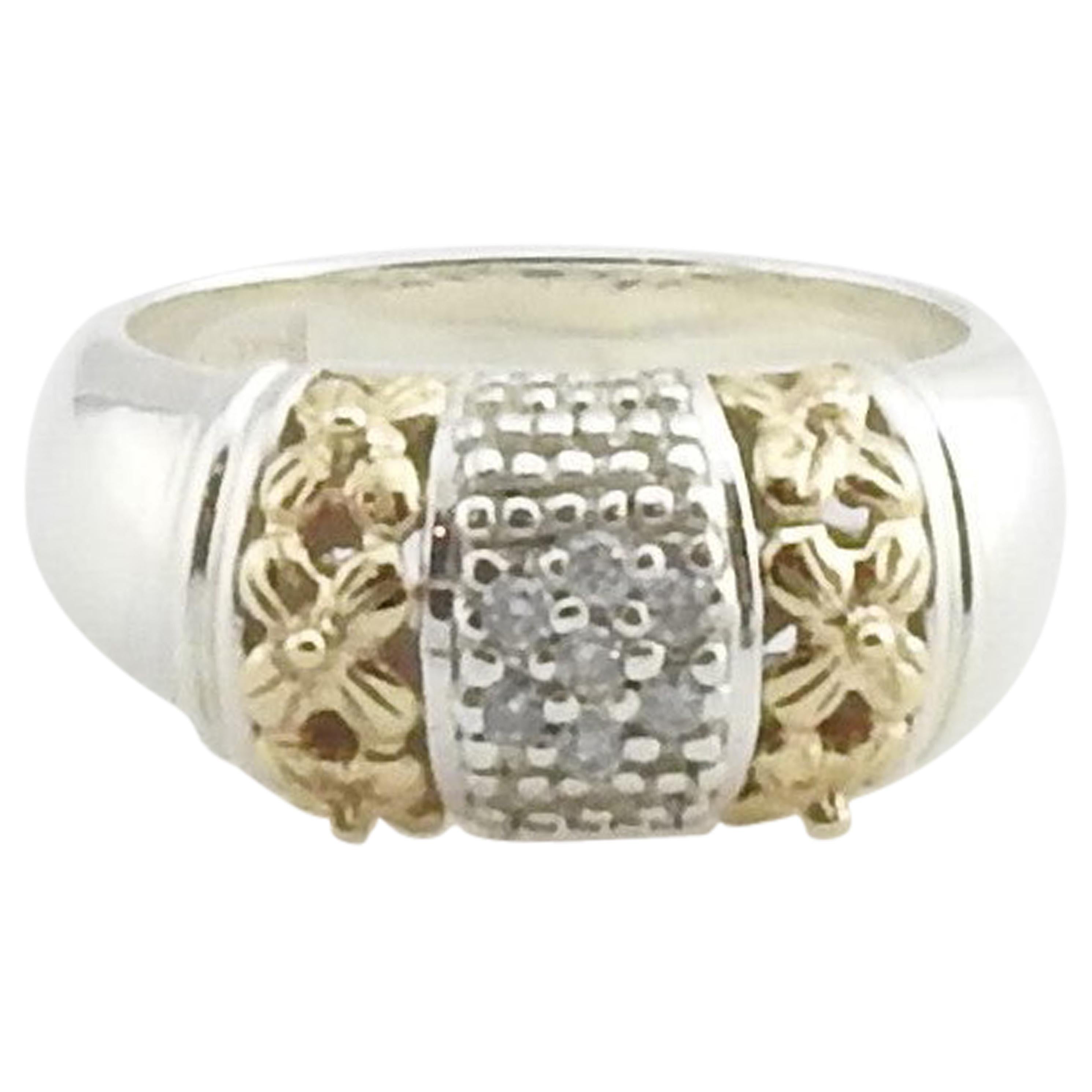 Gabrielle Bruni Sterling Silver, 14 Karat Yellow Gold and Diamond Ring For Sale