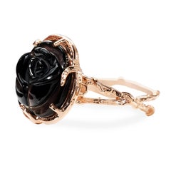 Gabrielle Carved Rosebud Ring in 14k Rose Gold and Black Onyx