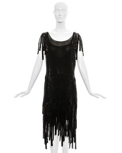 Gabrielle Chanel couture black silk beaded flapper dress, c. 1924 - 1926