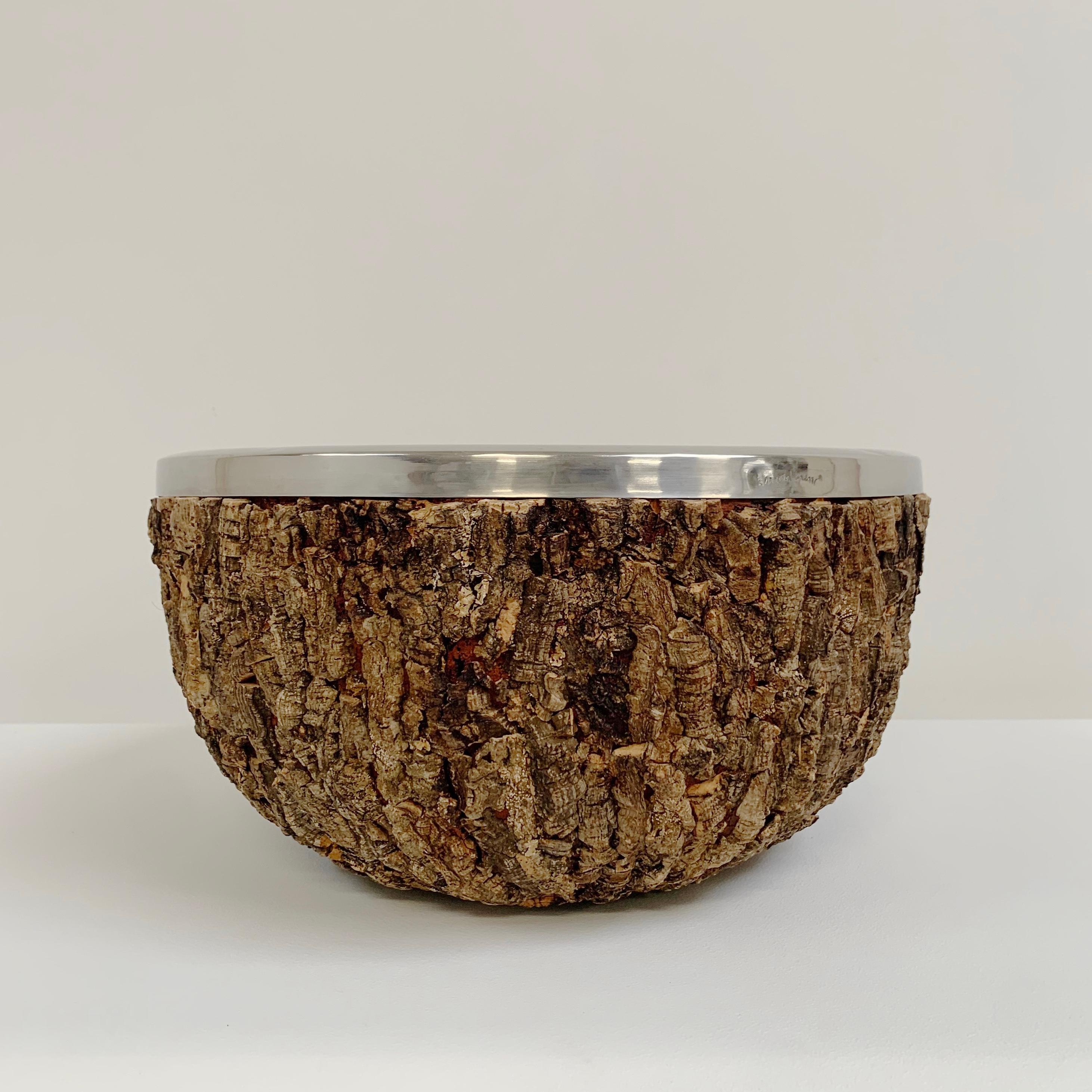 Gabrielle Crespi Signed Large Cork Bowl, circa 1974, Italy. For Sale 3